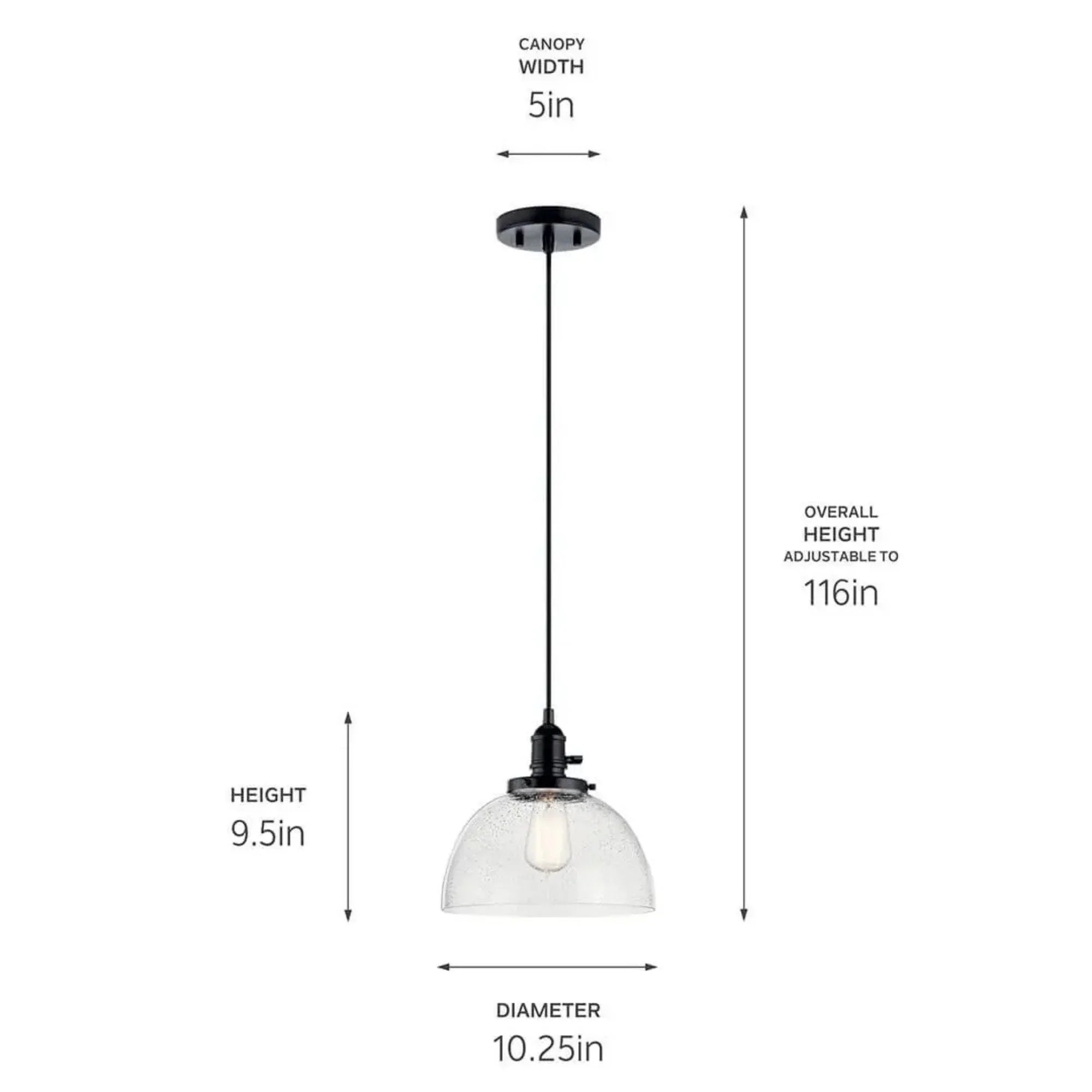 Kichler Lighting - Avery 10" Dome Mini Pendant, Black Finish | Bees Lighting