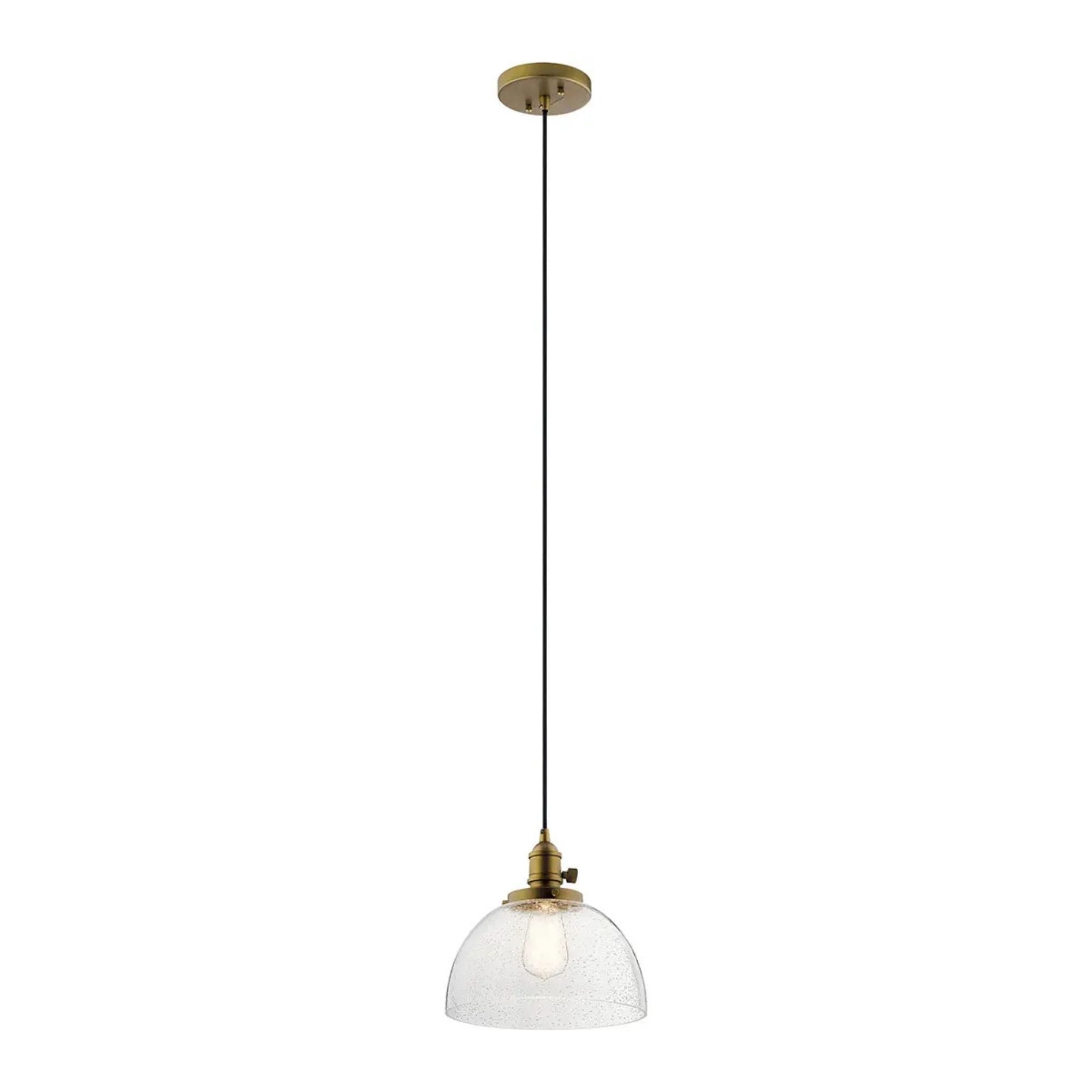 Avery 10" Dome Mini Pendant, Natural Brass Finish