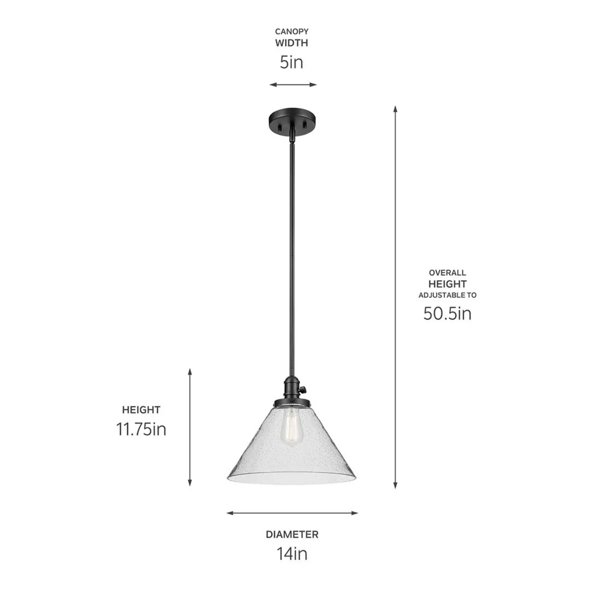 Avery 14" Cone Pendant, Black Finish