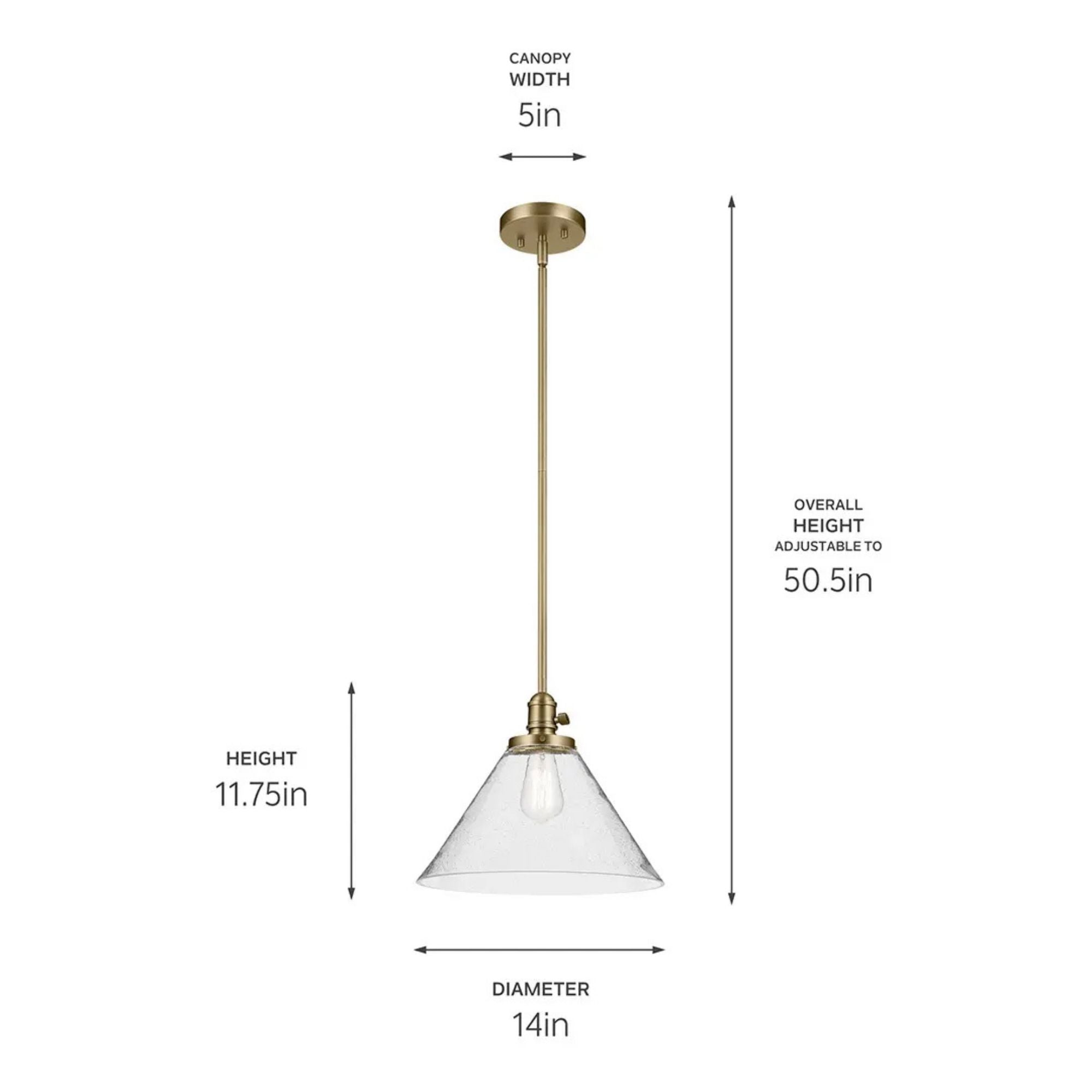 Avery 14" Cone Pendant, Natural Brass Finish