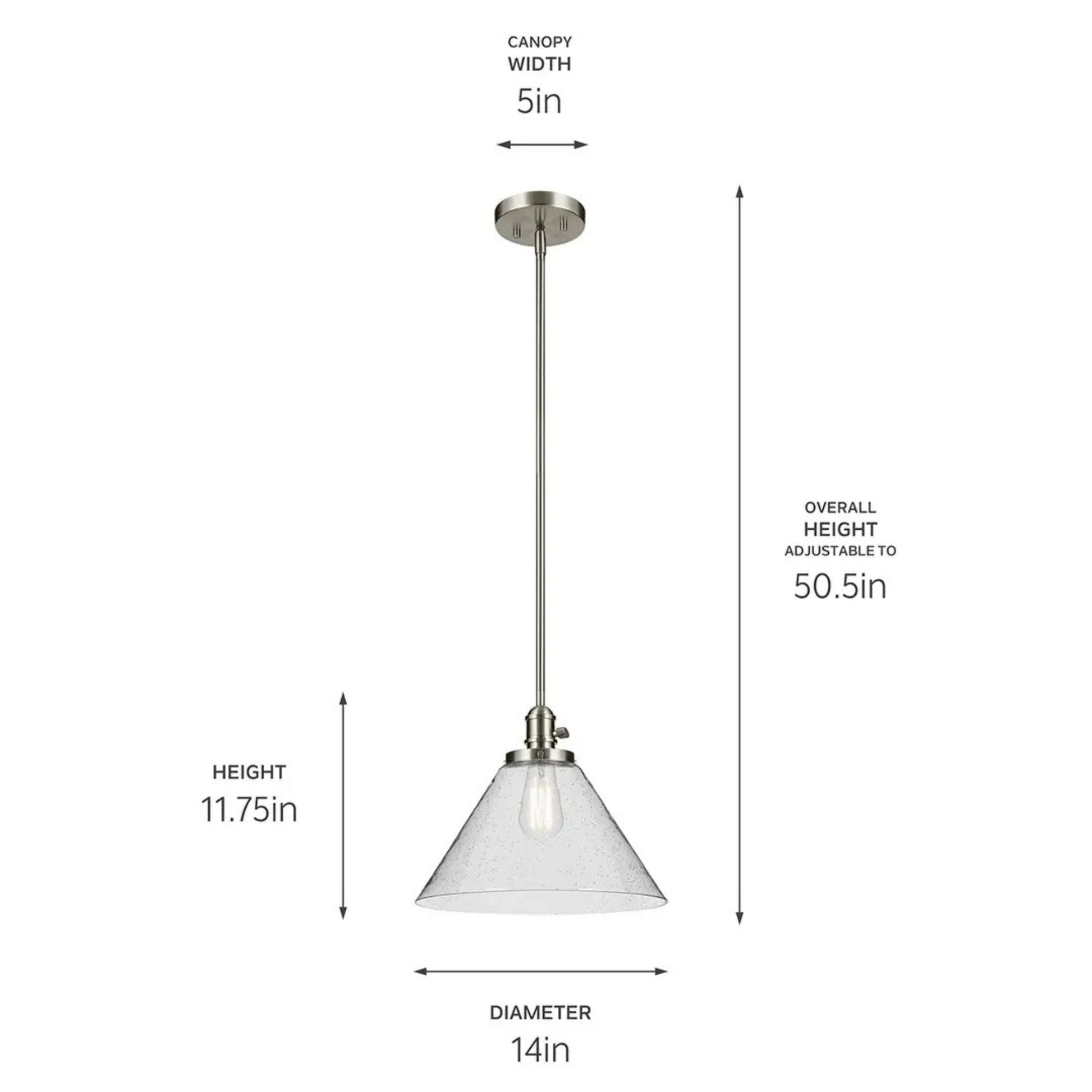 Avery 14" Cone Pendant, Brushed Nickel Finish - Bees Lighting