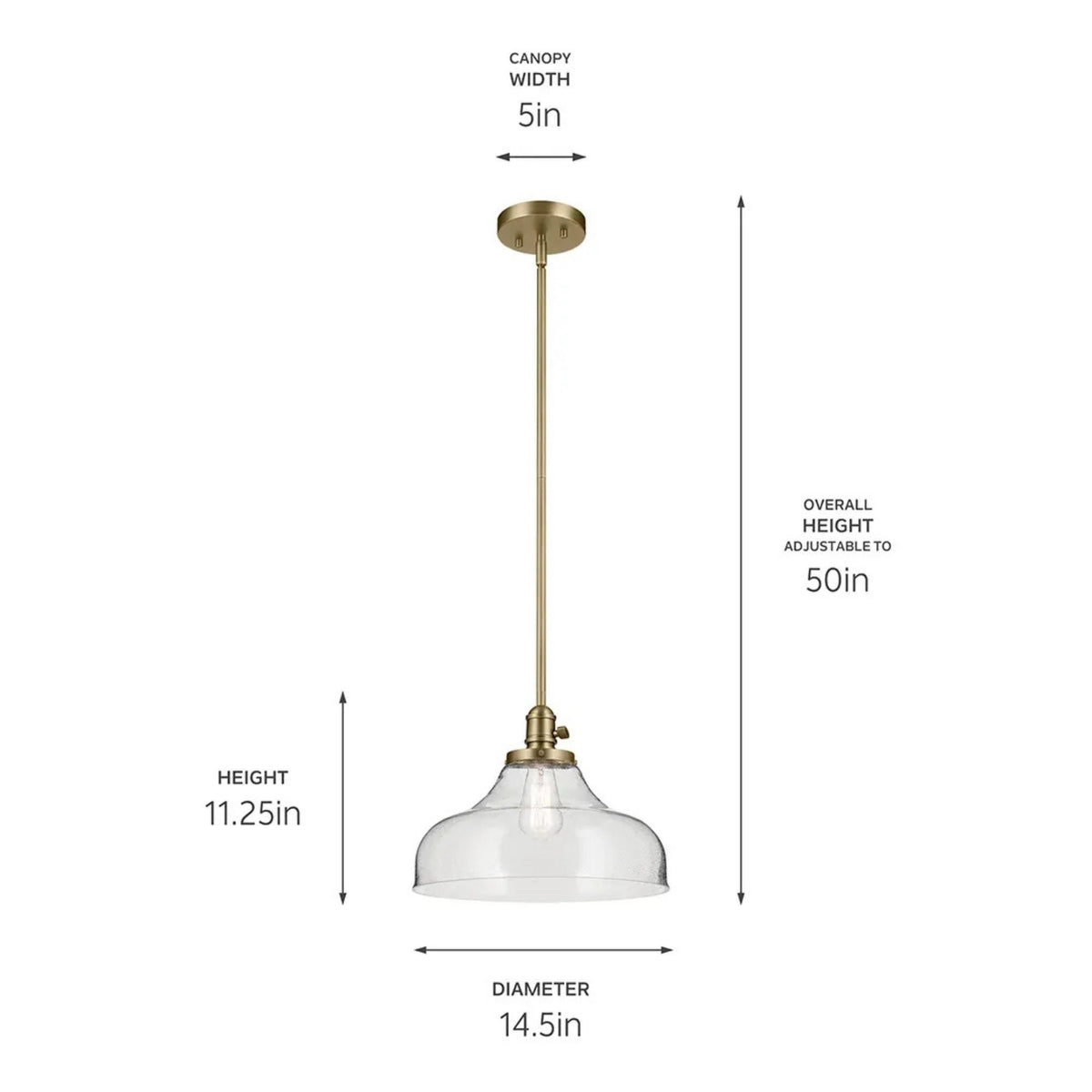 Kichler Avery 14.5 in. Bell Pendant Light Natural Brass