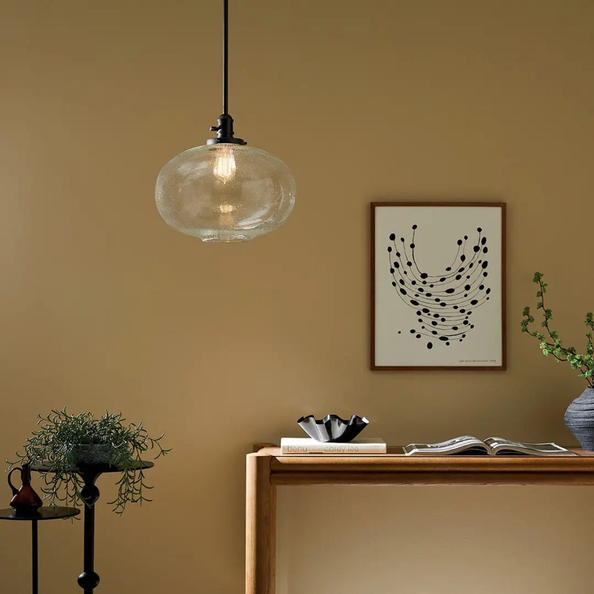 Avery 15" Globe Pendant, Black Finish