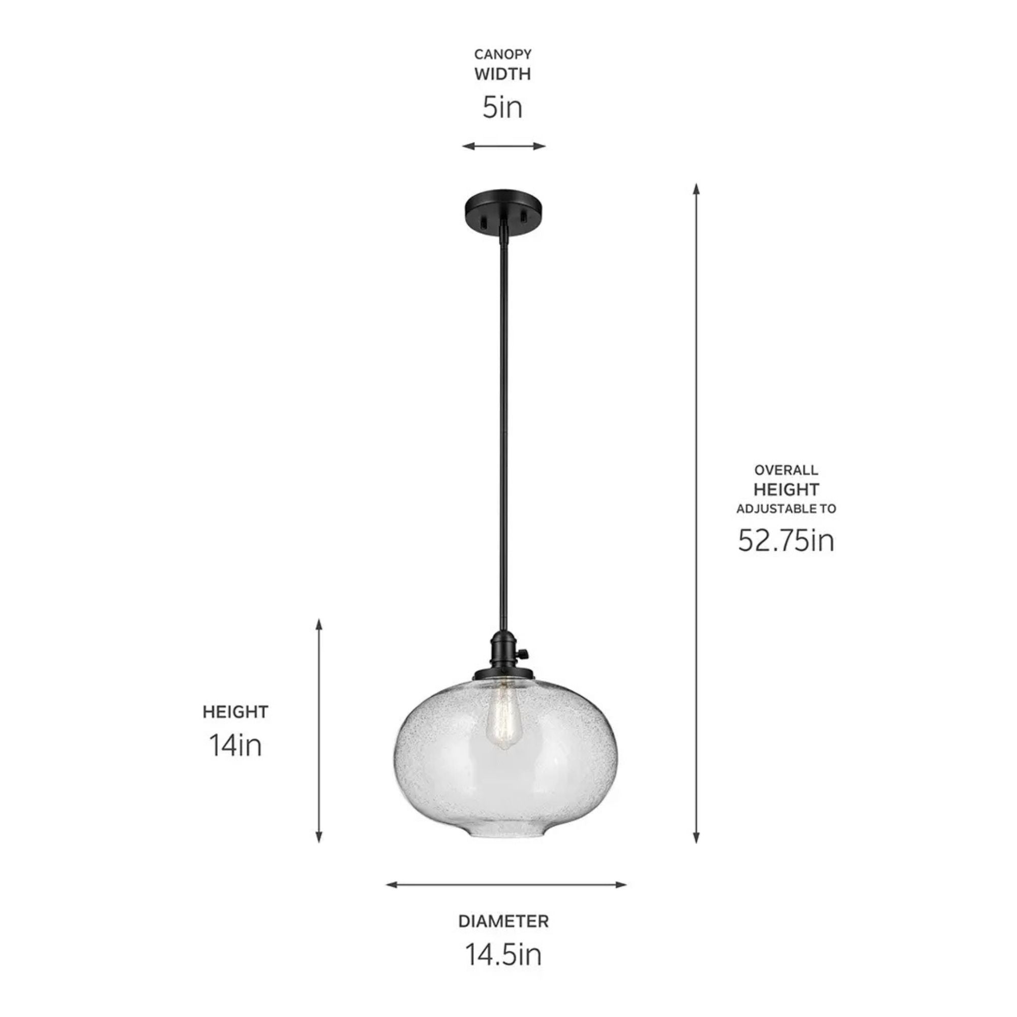 Avery 15" Globe Pendant, Black Finish
