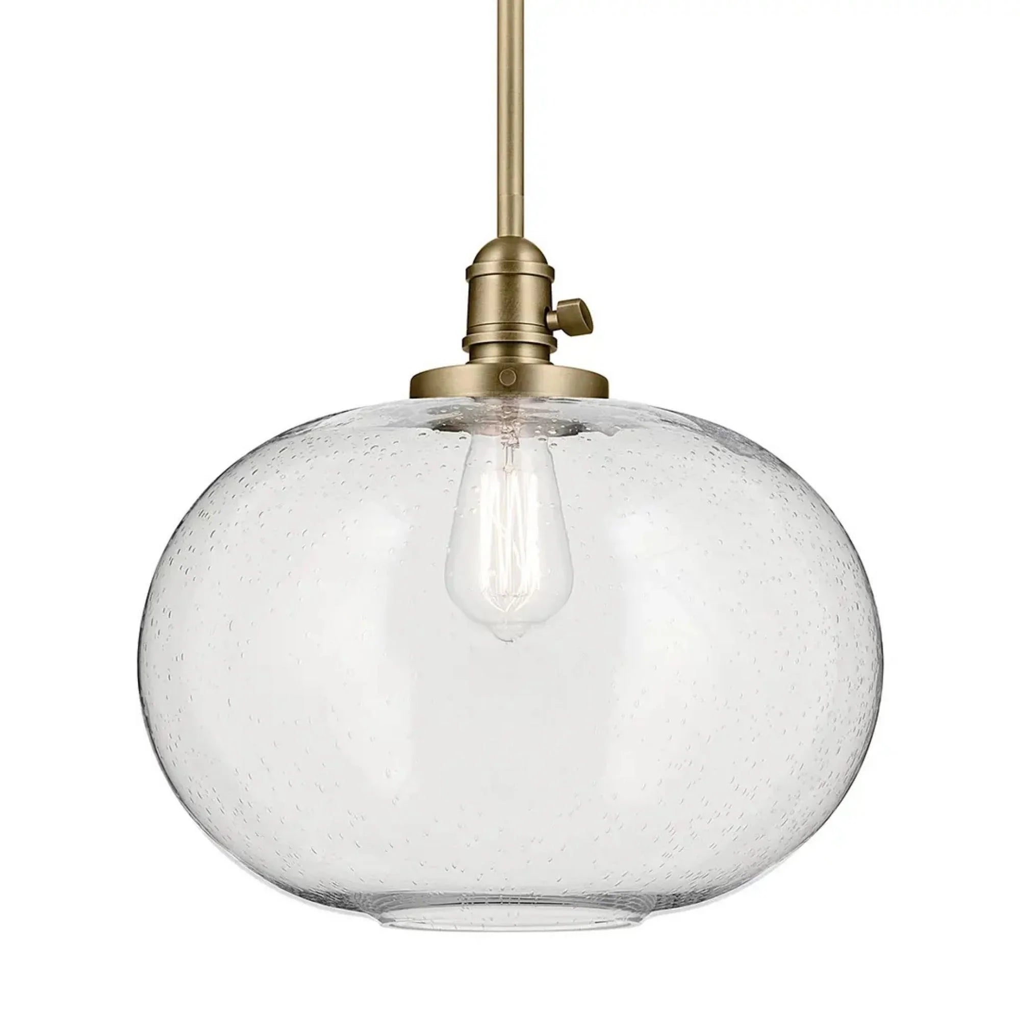 Avery 15" Globe Pendant, Natural Brass Finish