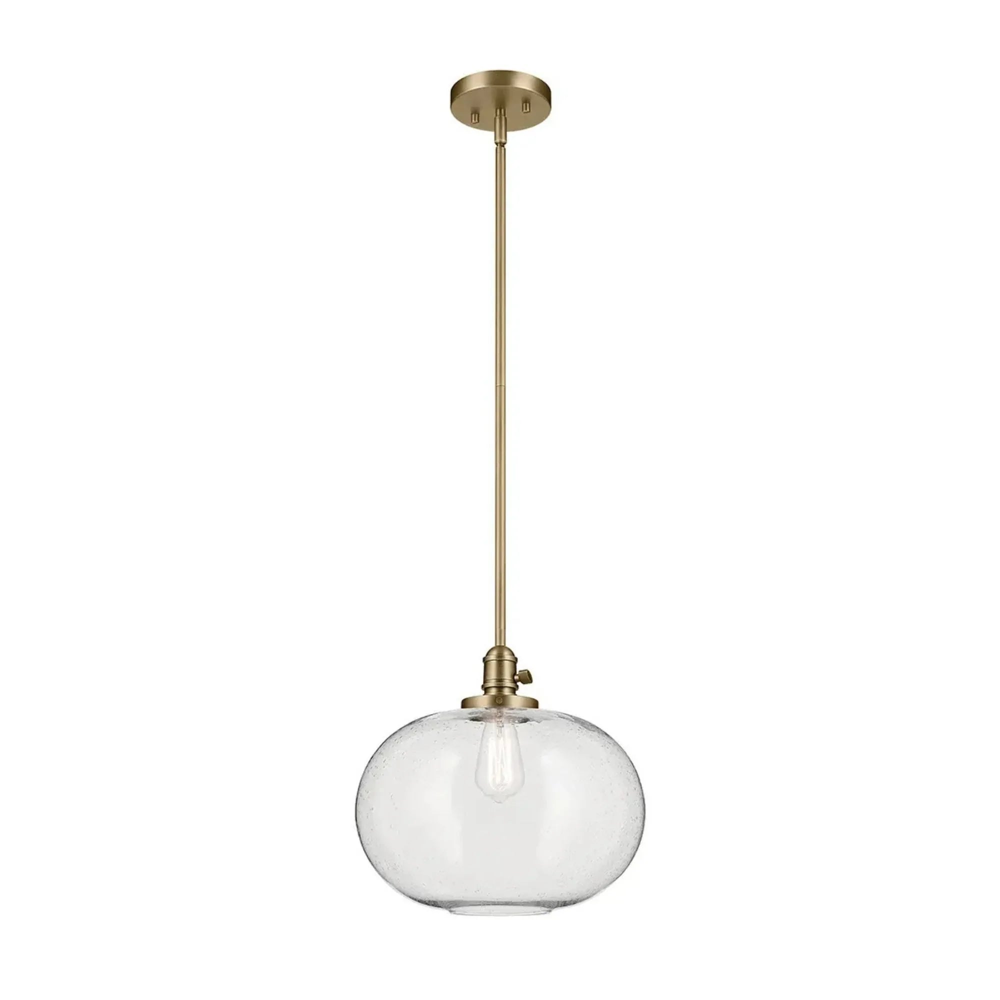 Avery 15" Globe Pendant, Natural Brass Finish