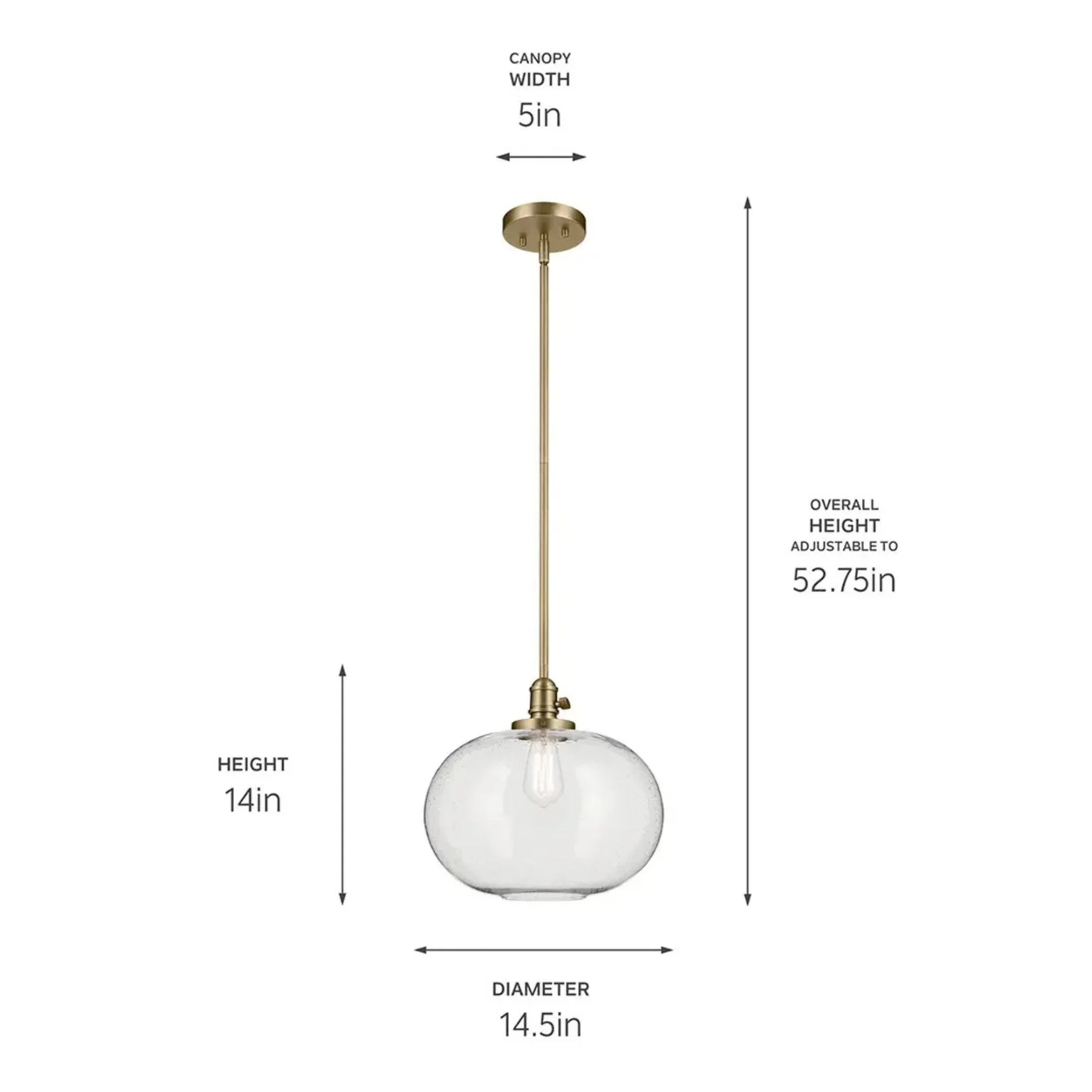 Avery 15" Globe Pendant, Natural Brass Finish