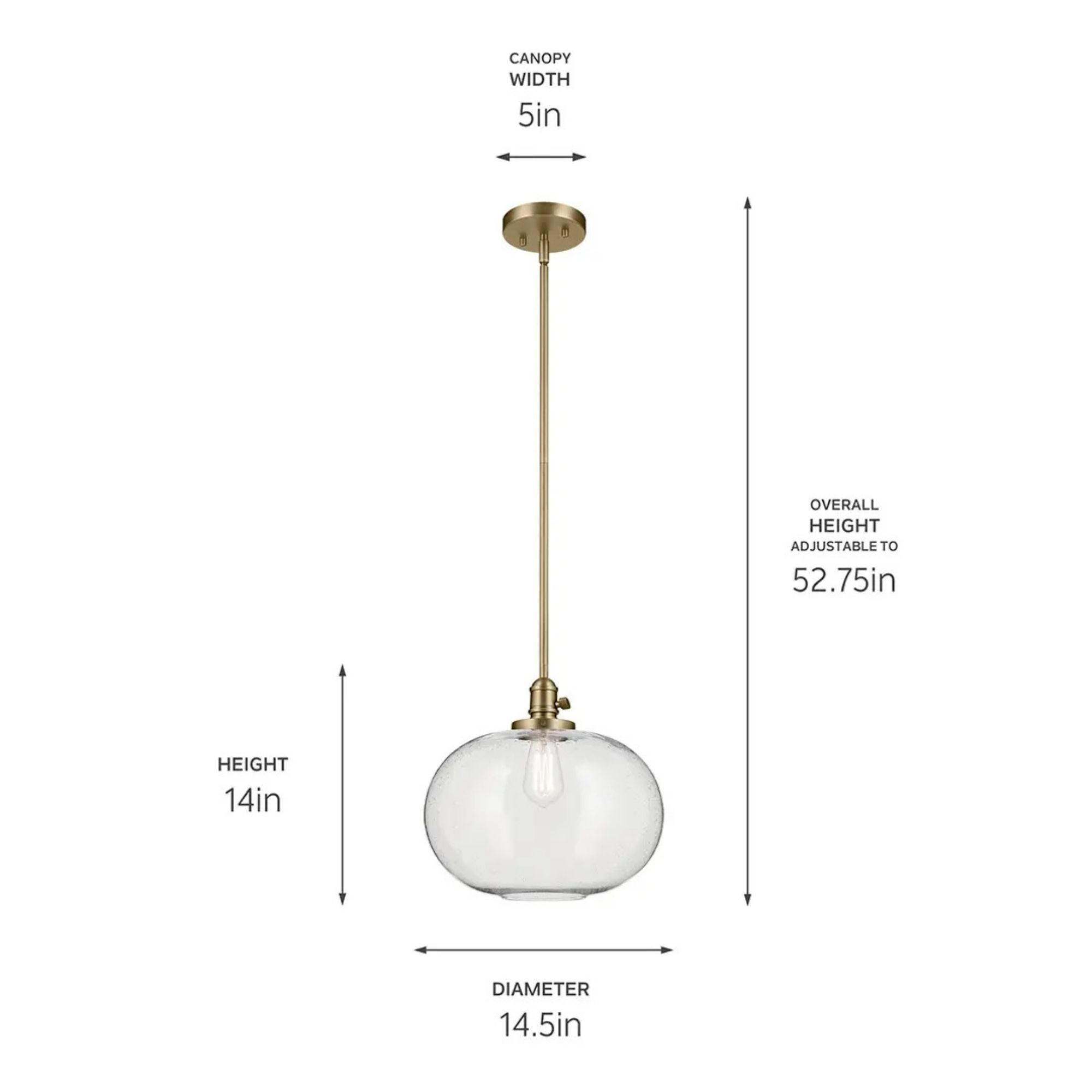 Kichler Avery 14.5 in. Globe Pendant Light Natural Brass