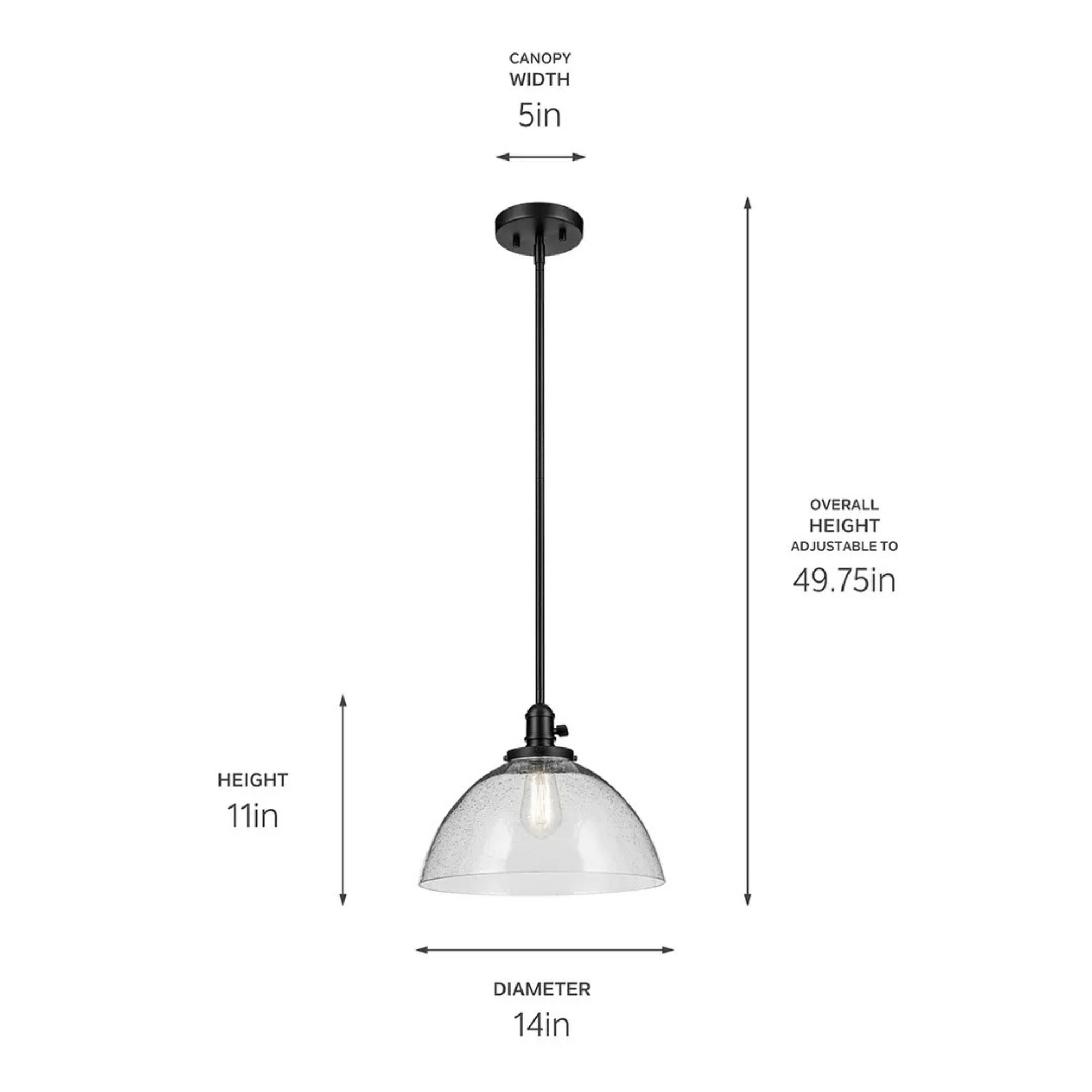 Avery 14" Dome Pendant, Black Finish
