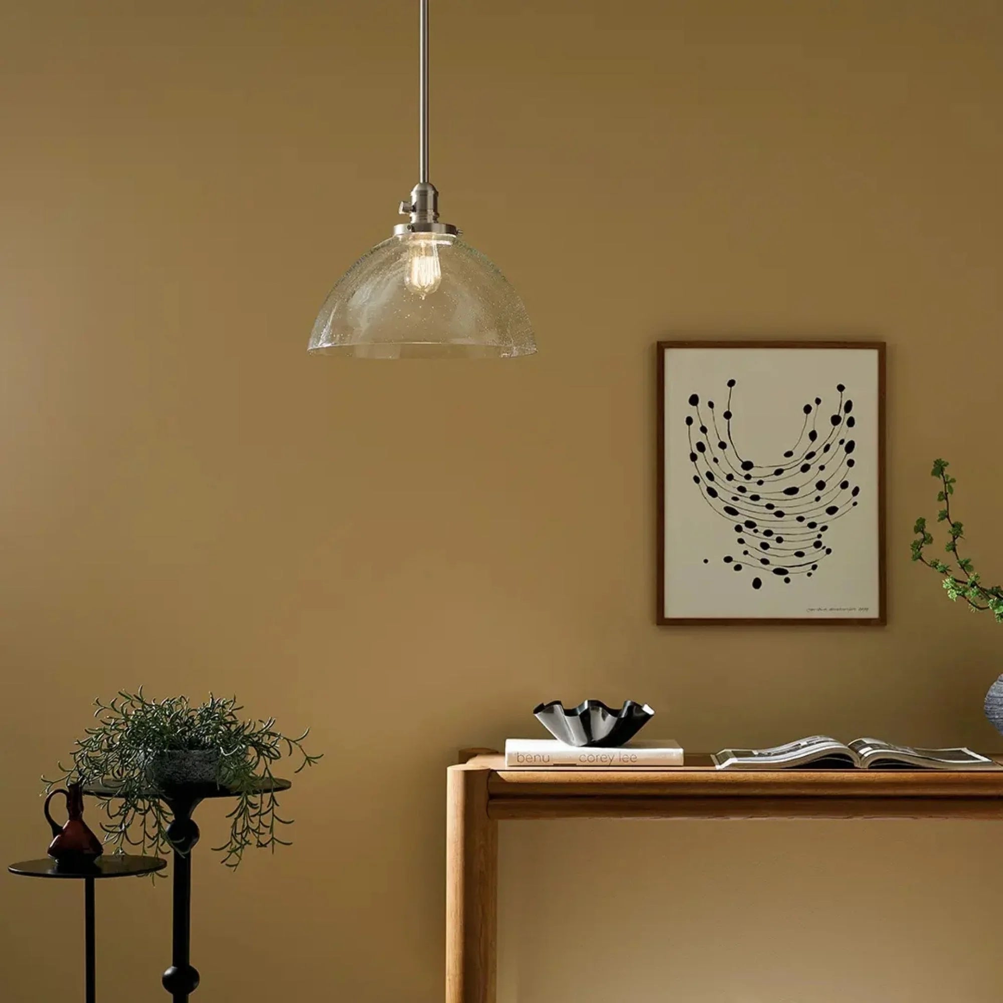 Avery 14" Dome Pendant, Natural Brass Finish