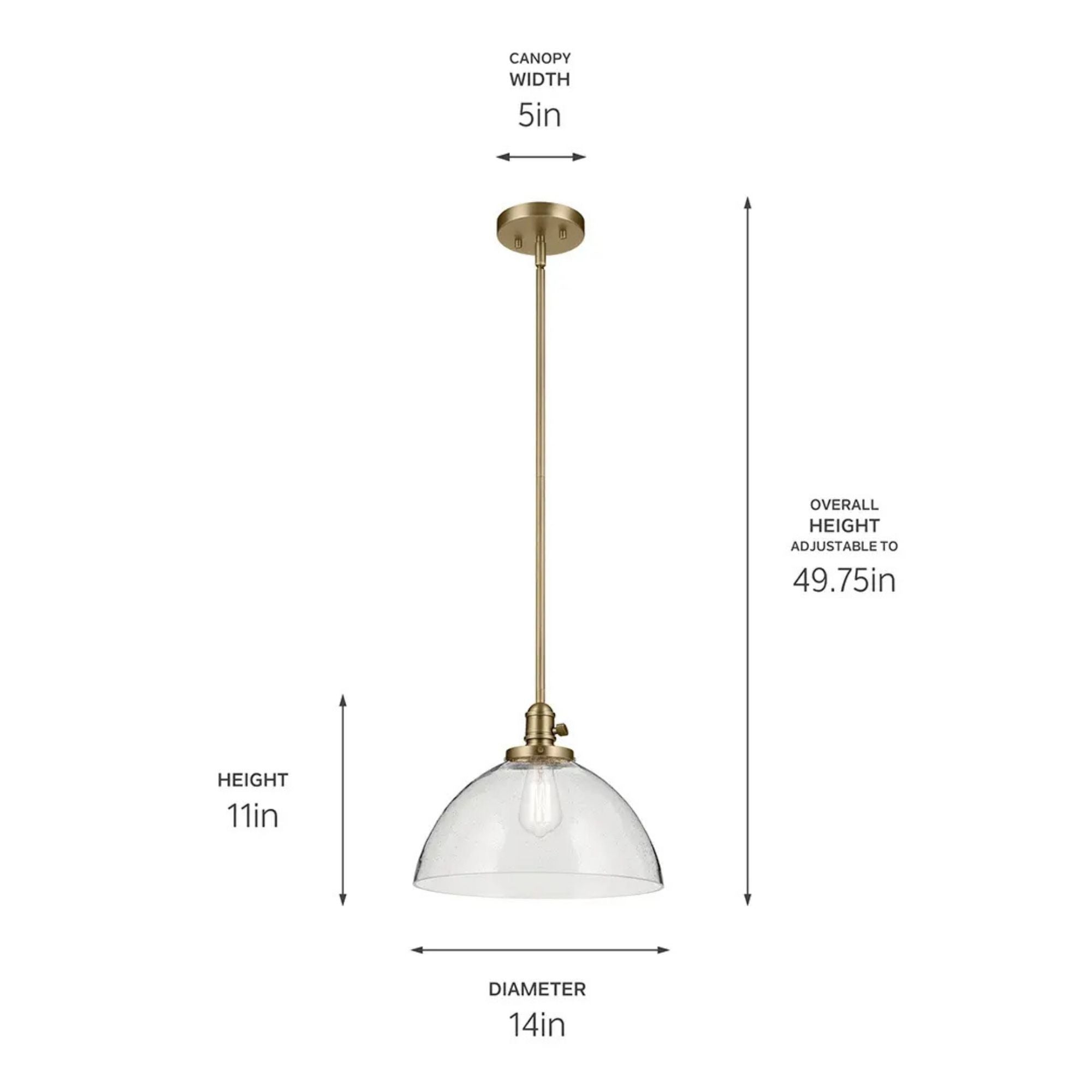 Avery 14" Dome Pendant, Natural Brass Finish