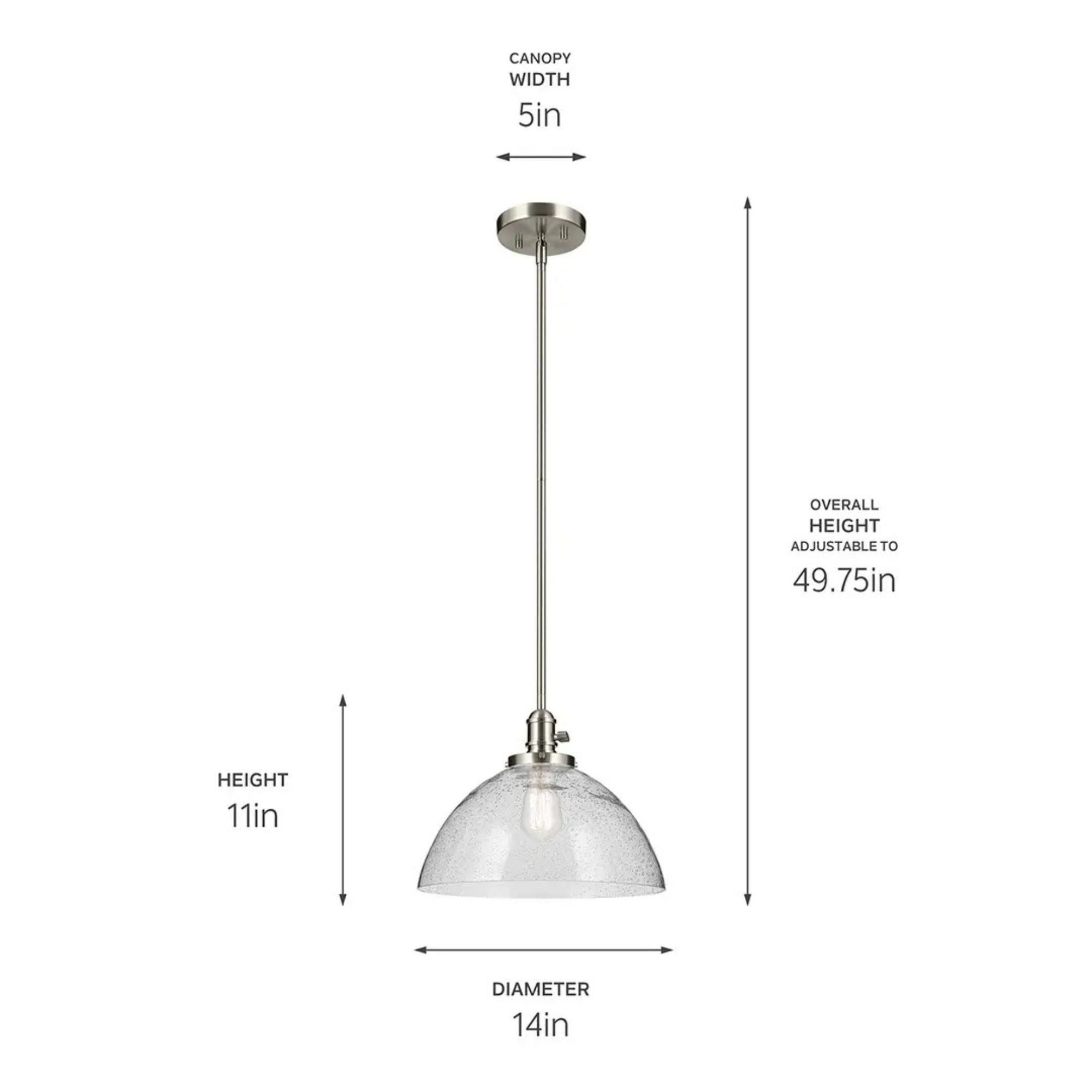 Avery 14" Dome Pendant, Brushed Nickel Finish