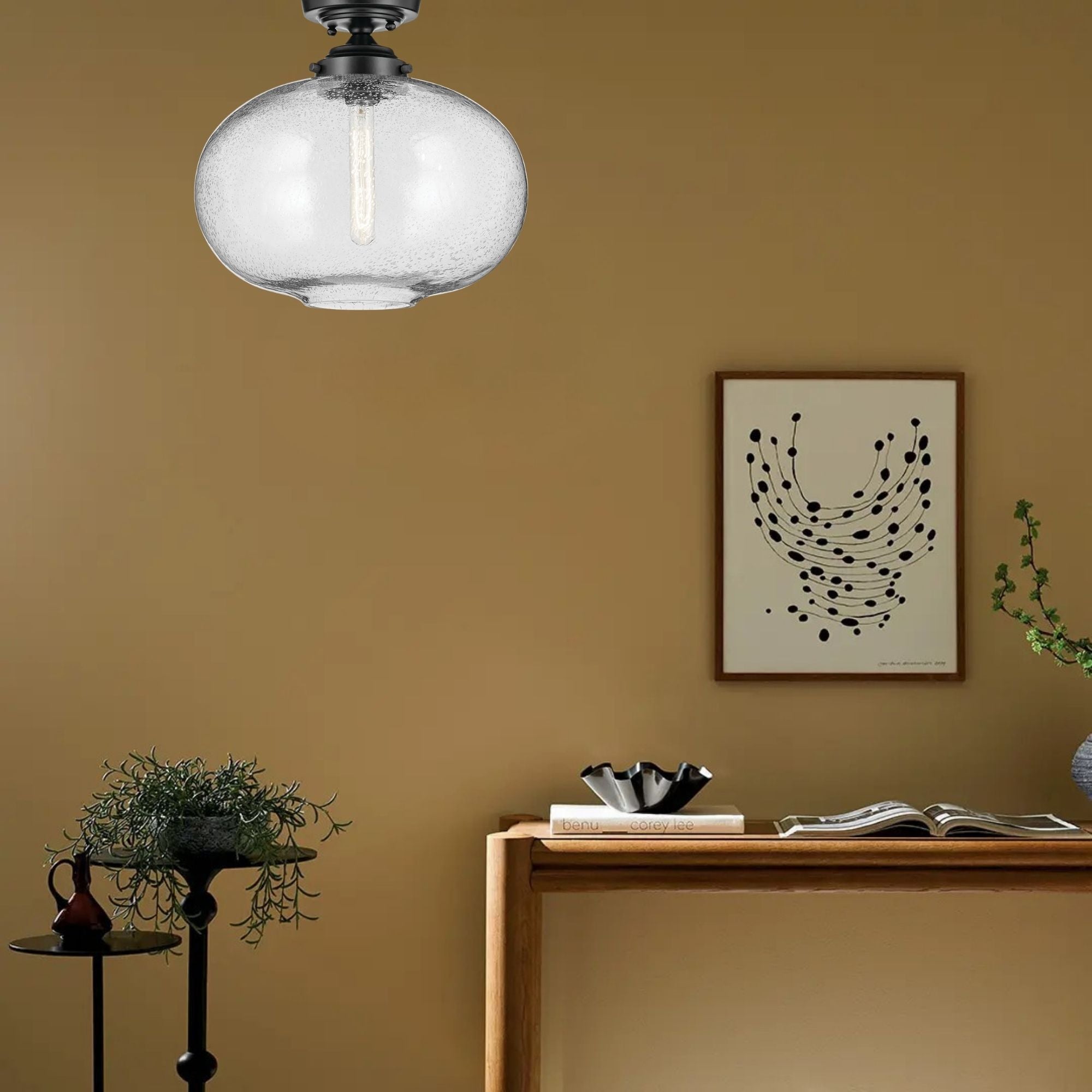 Avery 15" Semi-Flush Mount, Black Finish