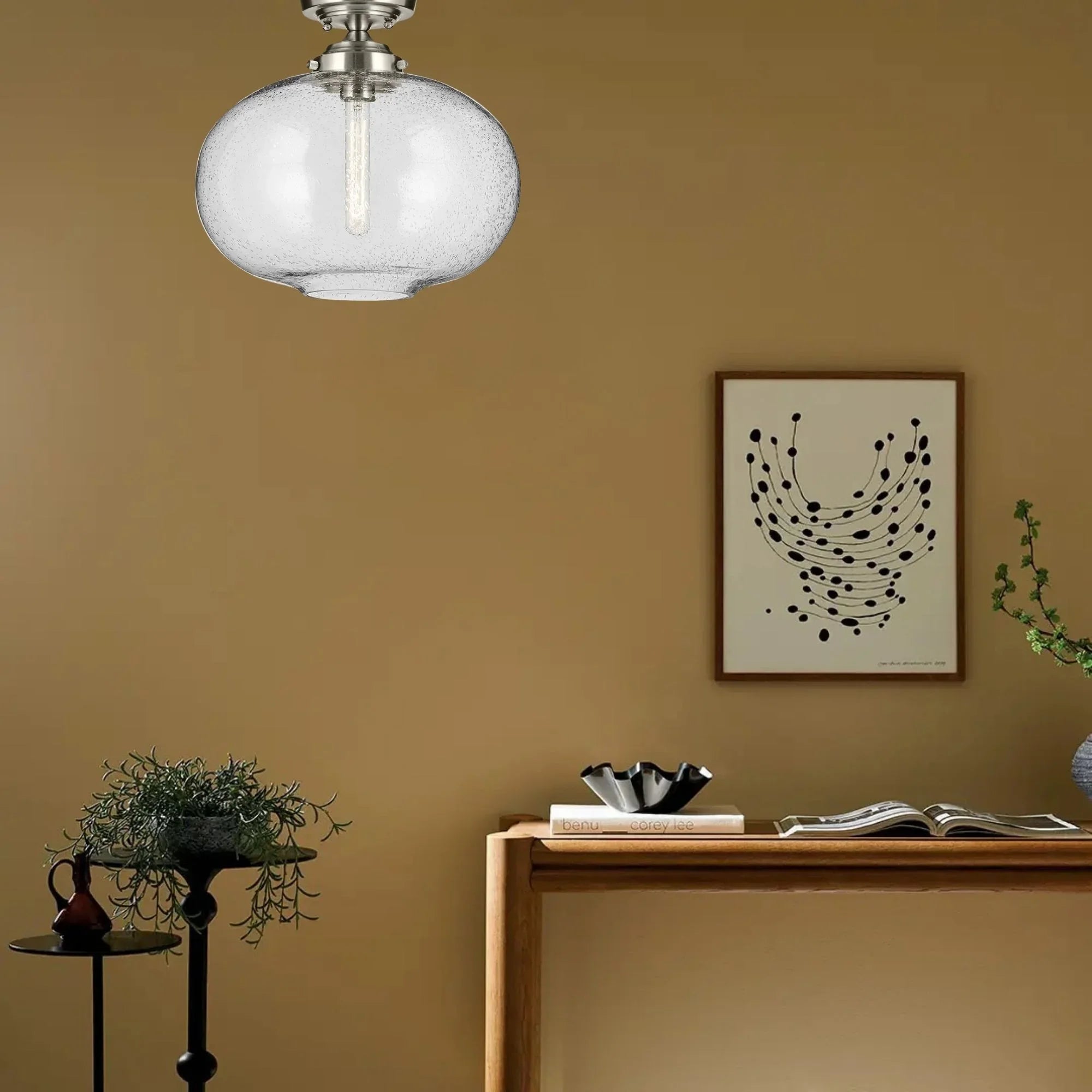 Avery 15" Semi-Flush Mount, Brushed Nickel Finish