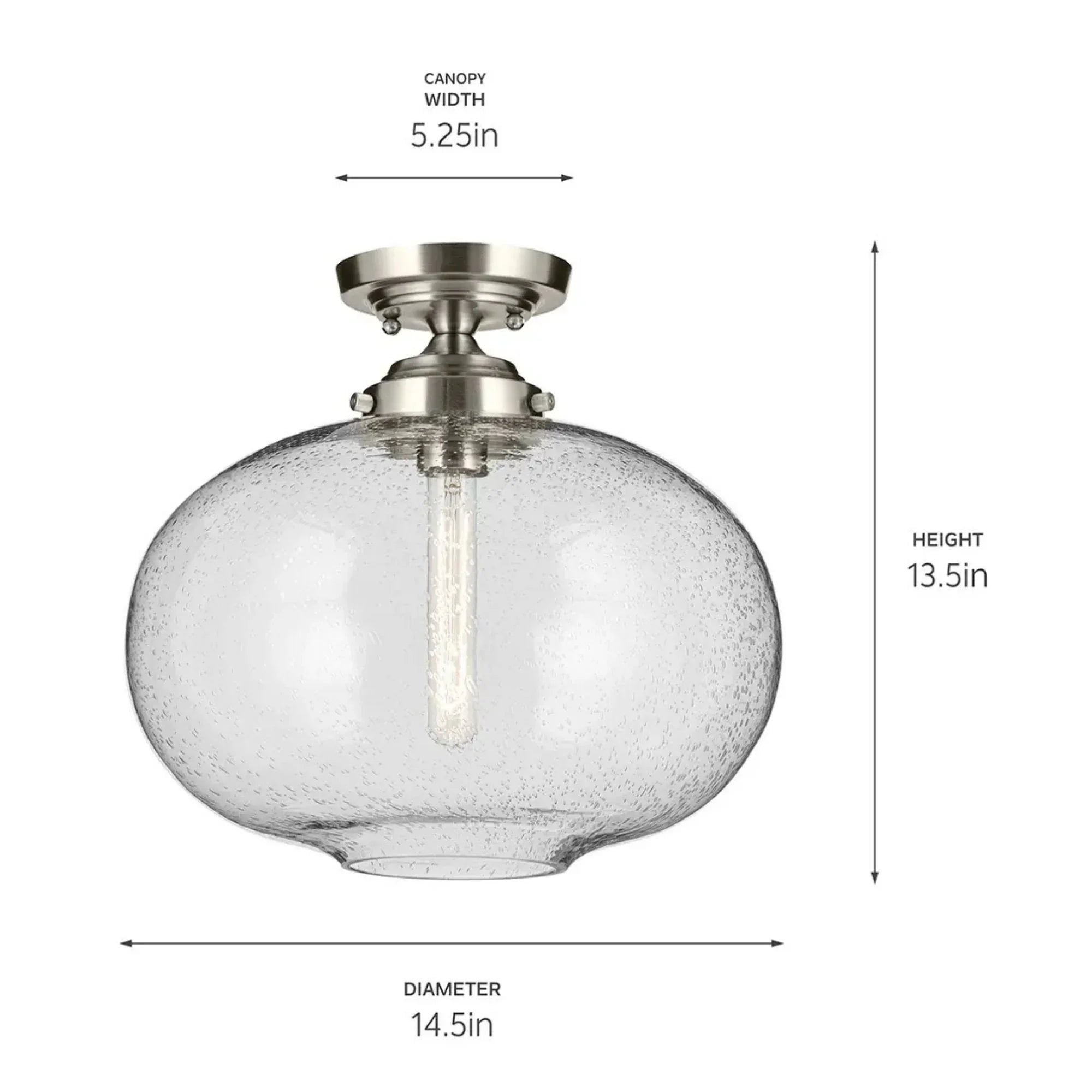 Avery 15" Semi-Flush Mount, Brushed Nickel Finish