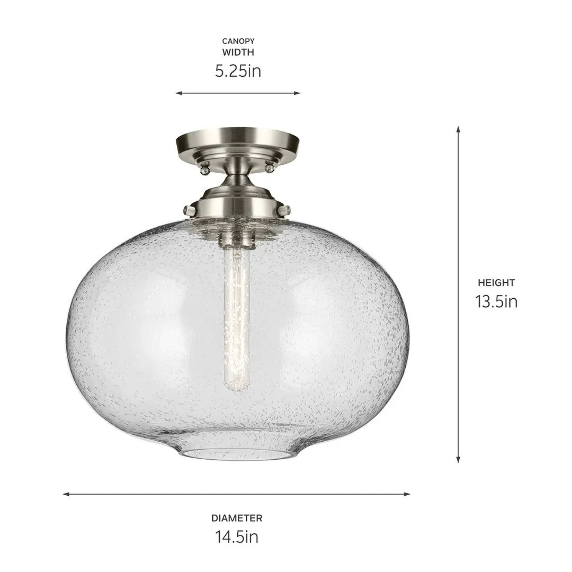 Avery 15" Semi-Flush Mount, Brushed Nickel Finish