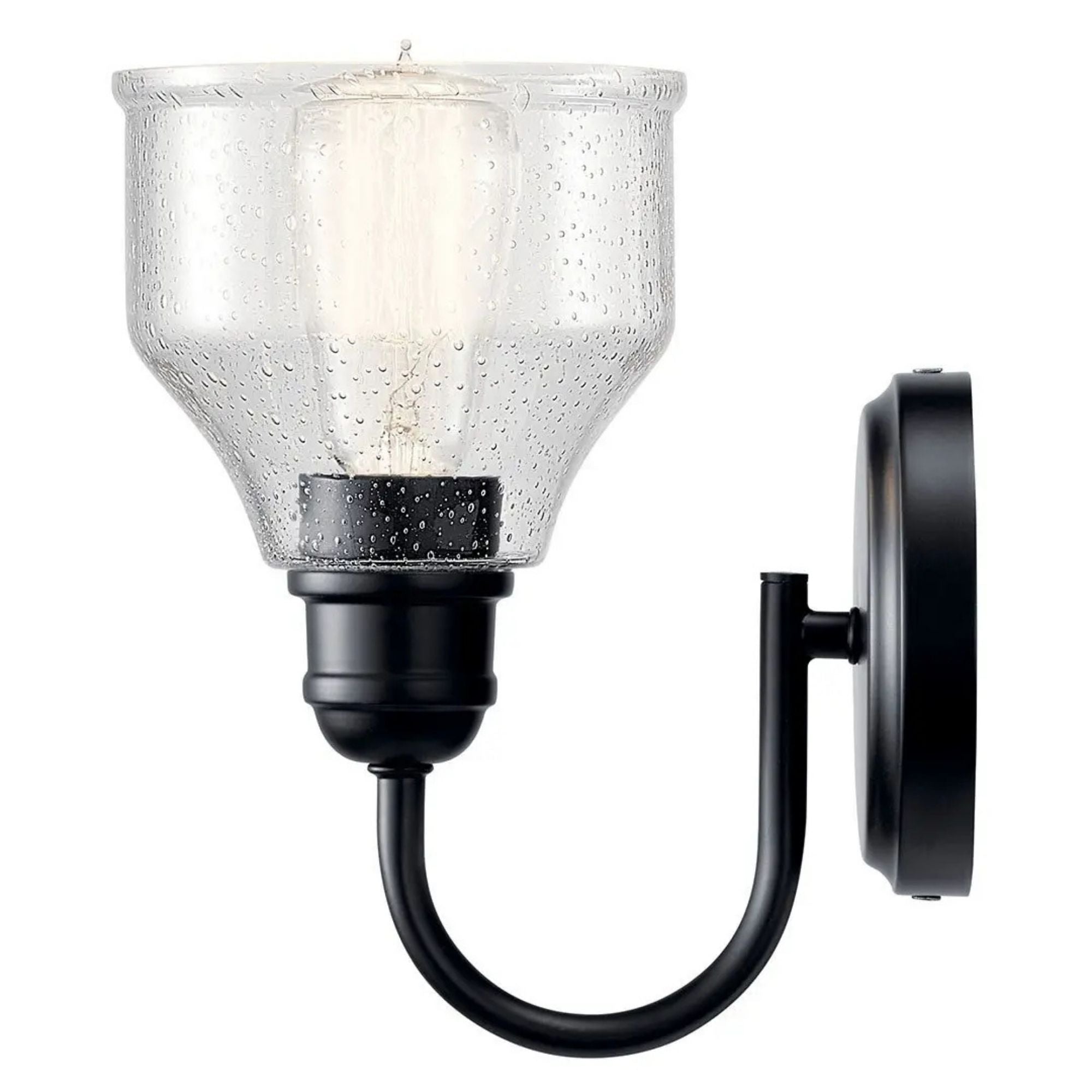 Kichler Avery 9.5 in. Wall Sconce, Black with Clear Seeded Glass