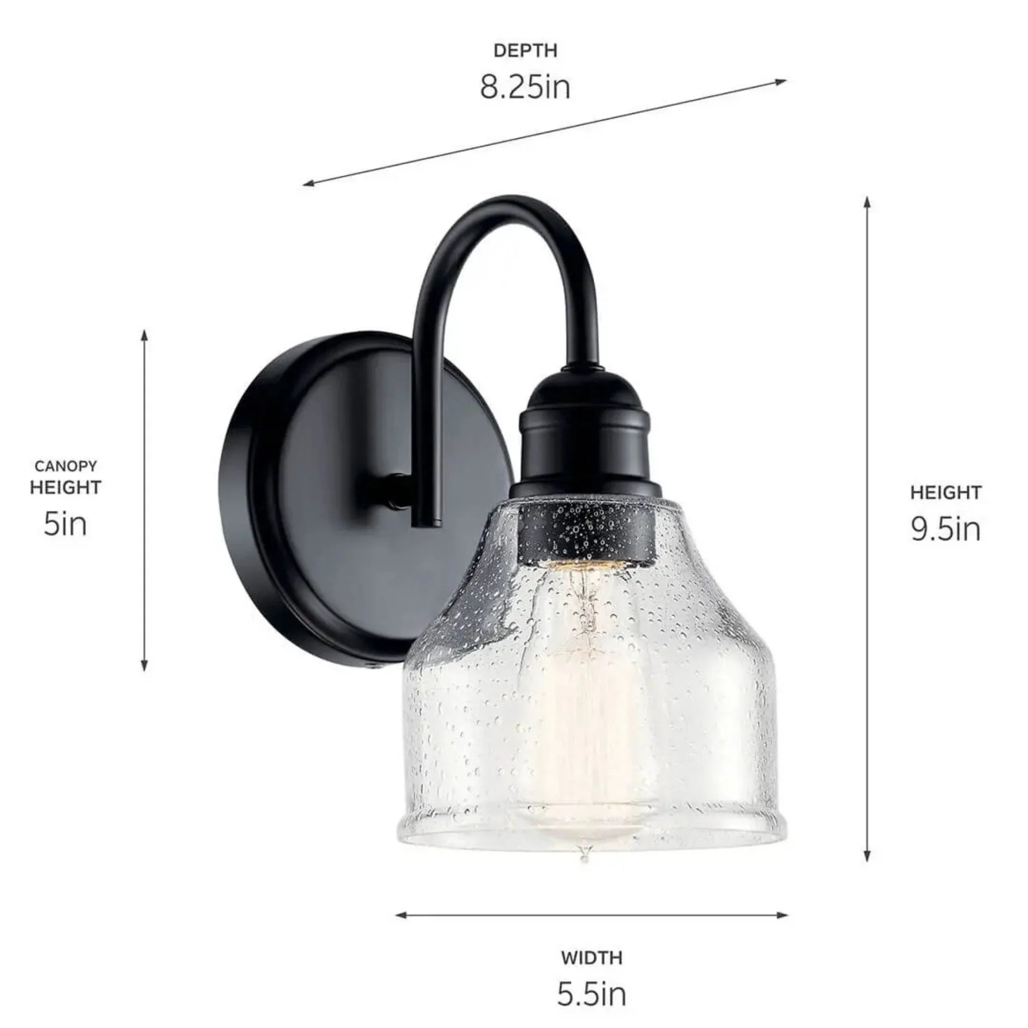 Avery 10" Wall Sconce, Black Finish