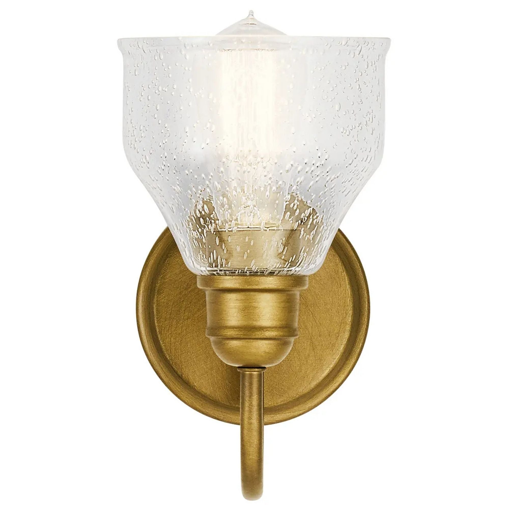 Kichler Avery 9.5 in. Wall Sconce, Natural Brass with Clear Seeded Glass