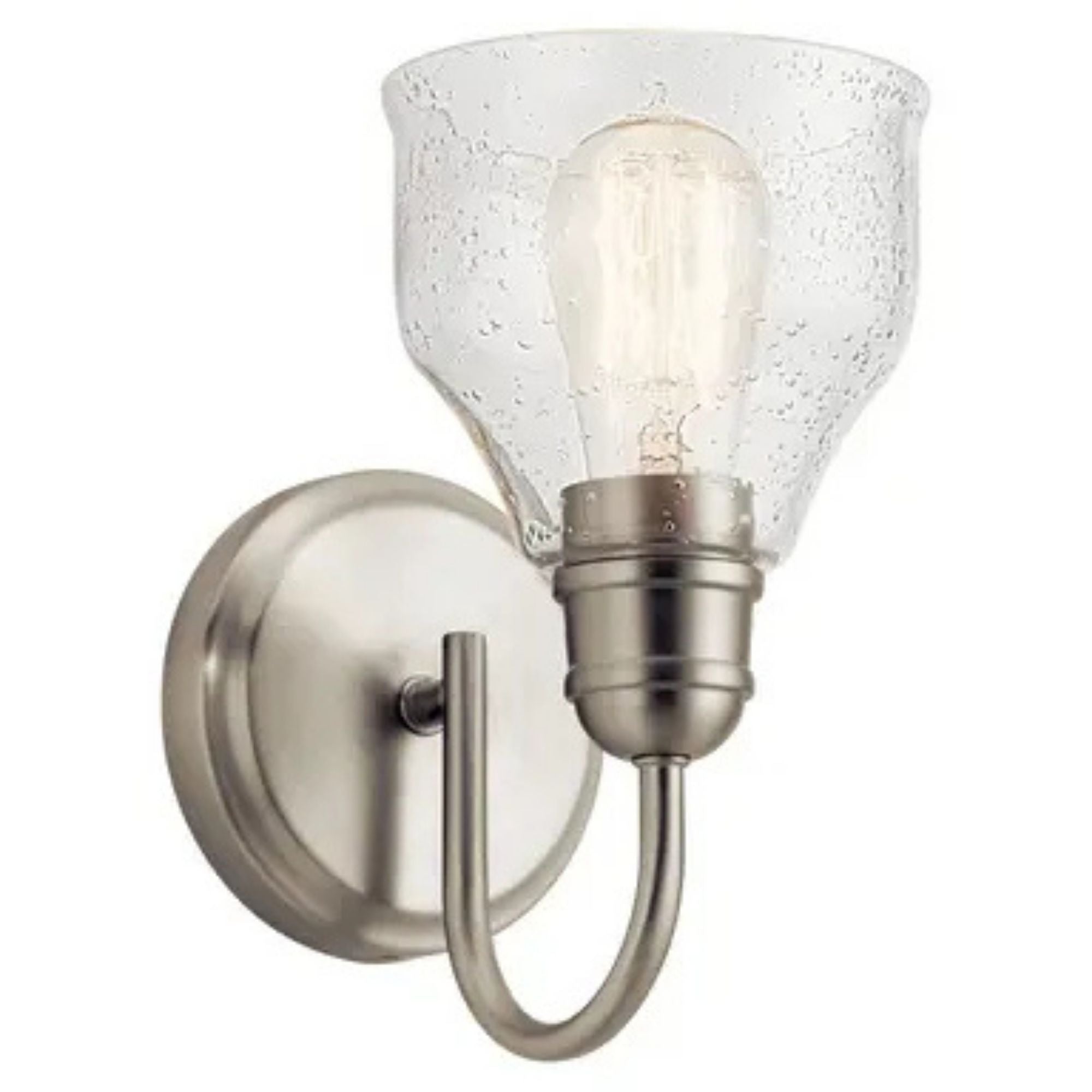 Kichler Avery 9.25 in. Wall Sconce, Brushed Nickel with Clear Seeded Glass
