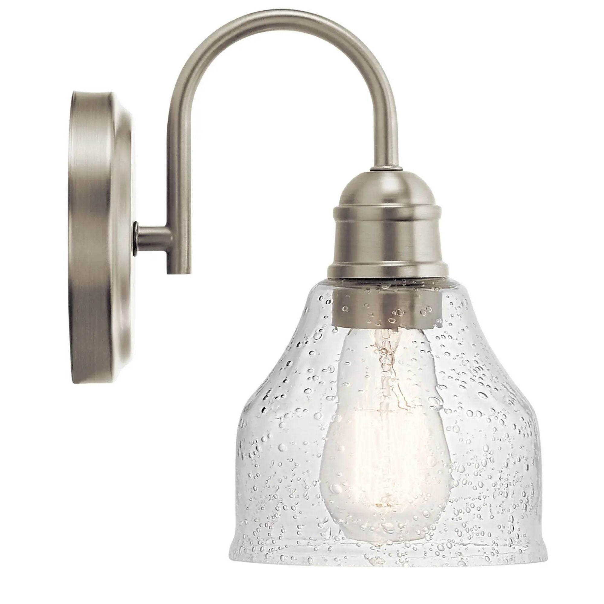 Kichler Avery 9.25 in. Wall Sconce, Brushed Nickel with Clear Seeded Glass