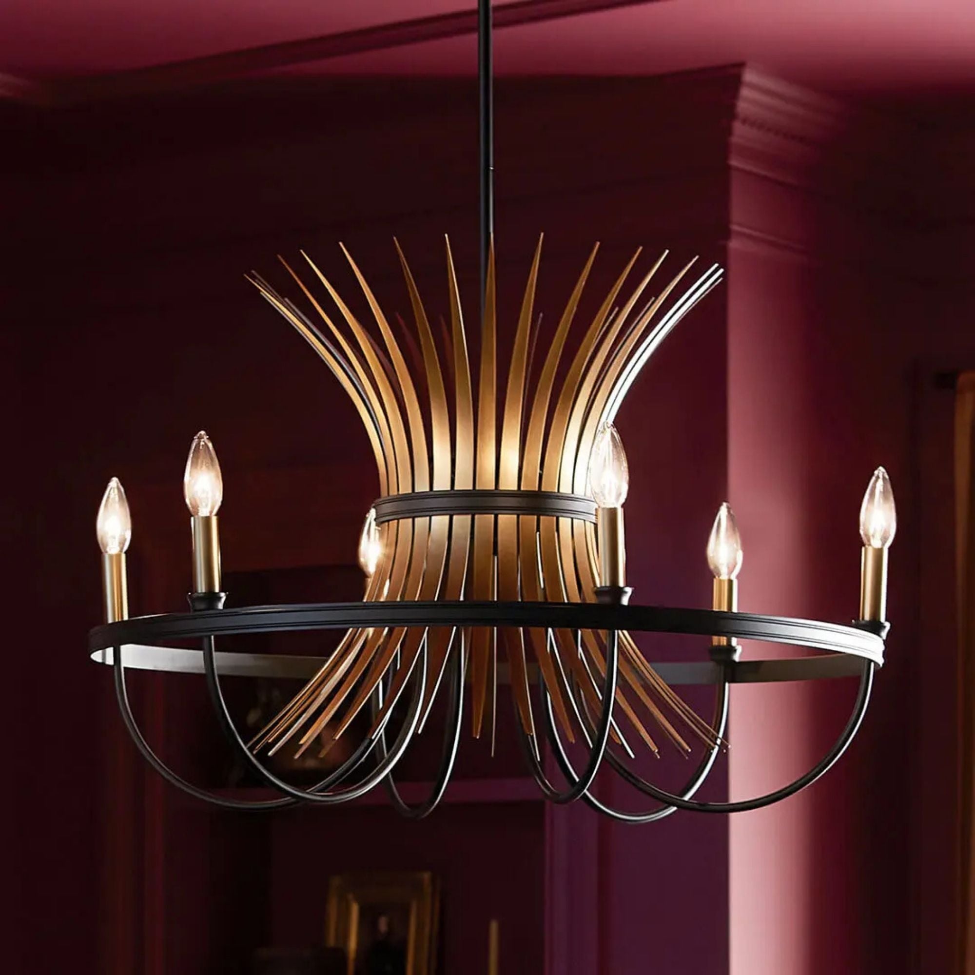 Baile 29" 6-Light Chandelier, Black Finish