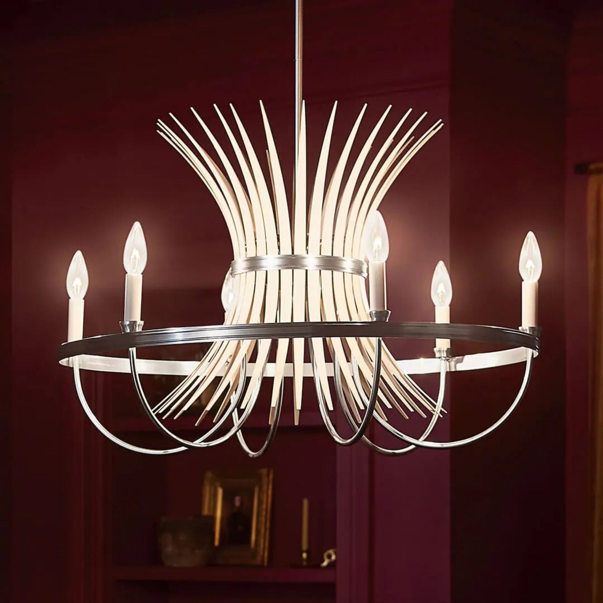 Baile 29" 6-Light Chandelier, Brushed Nickel Finish