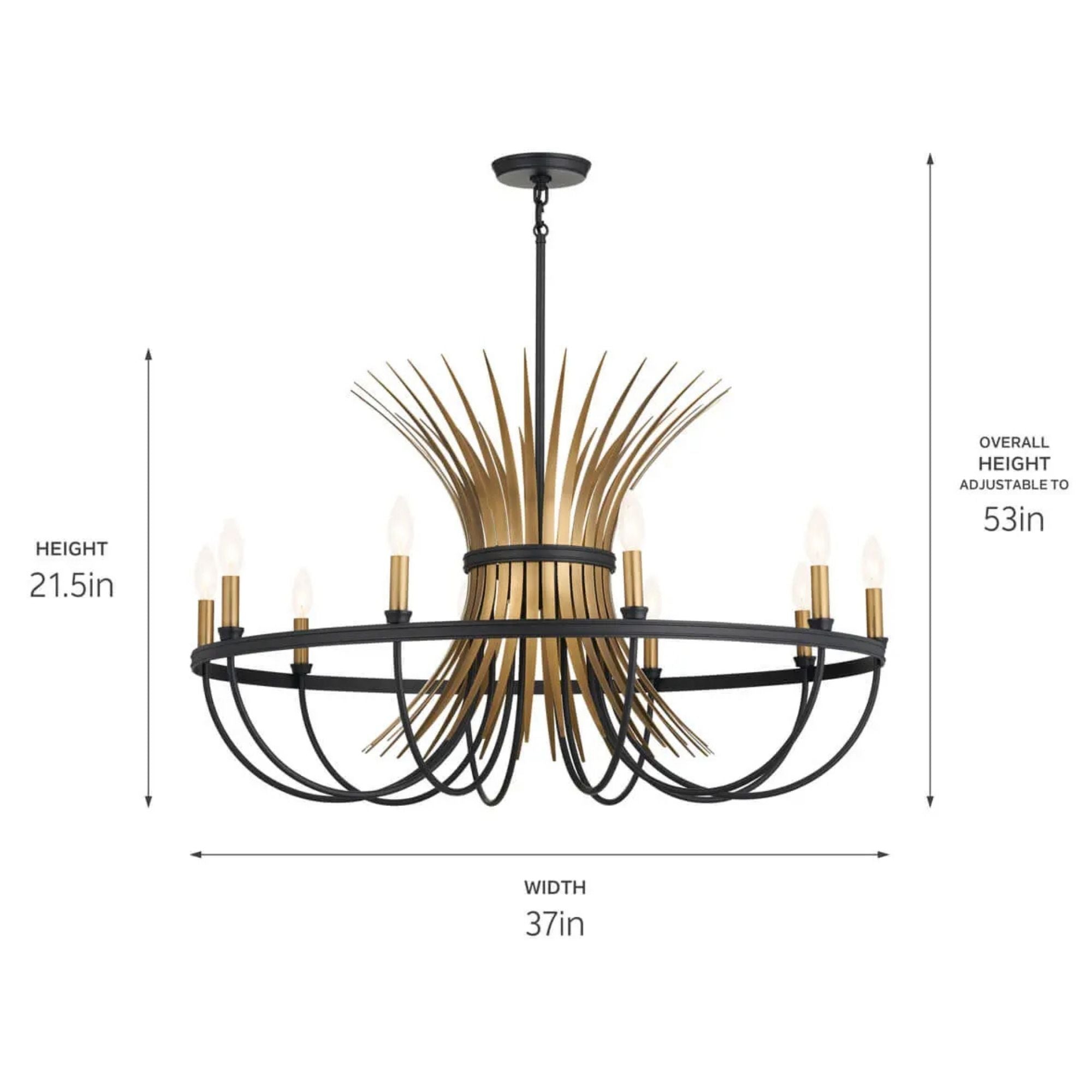 Kichler Lighting - Baile 37" 10-Light Chandelier, Black Finish | Bees Lighting