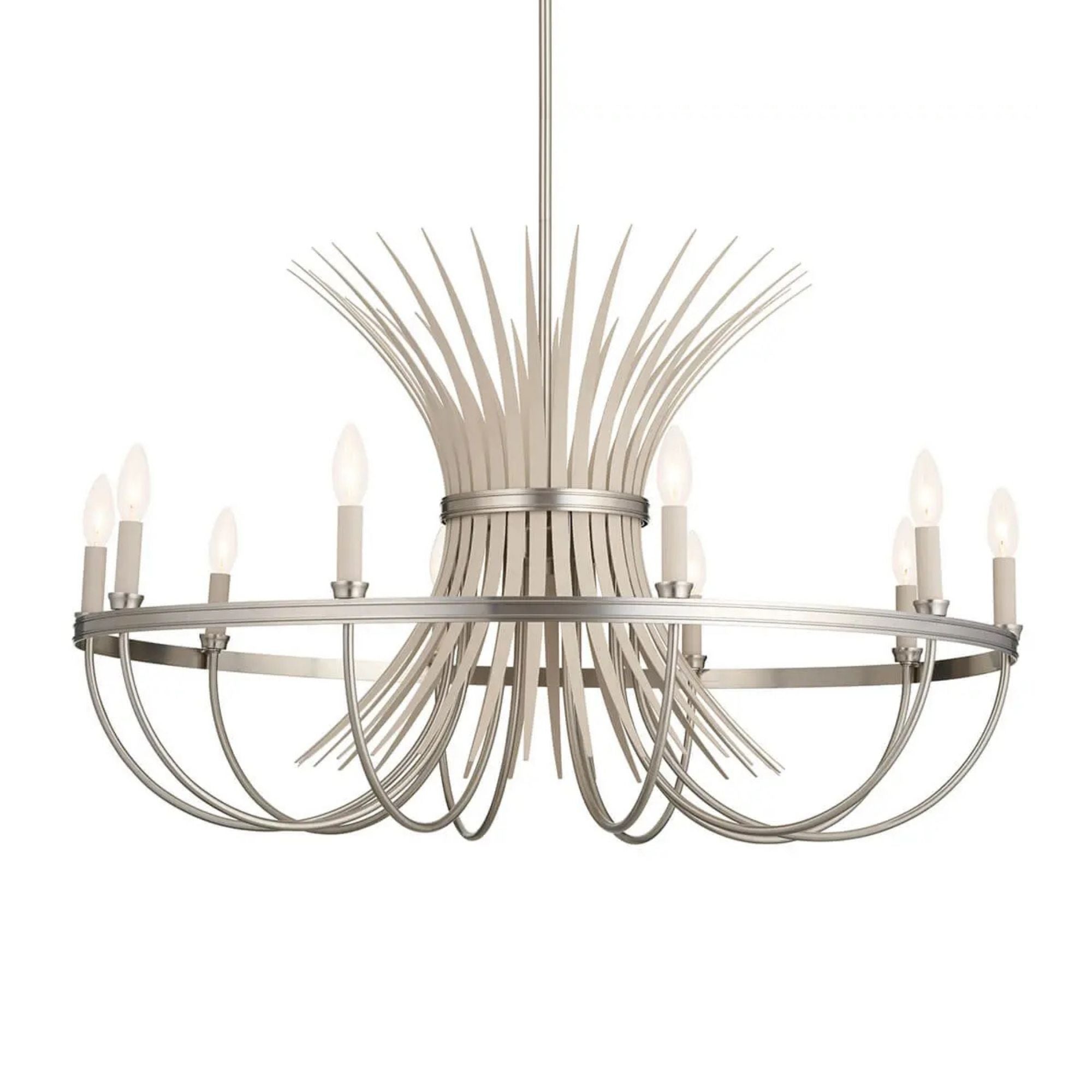 Baile 37" 10-Light Chandelier, Brushed Nickel Finish