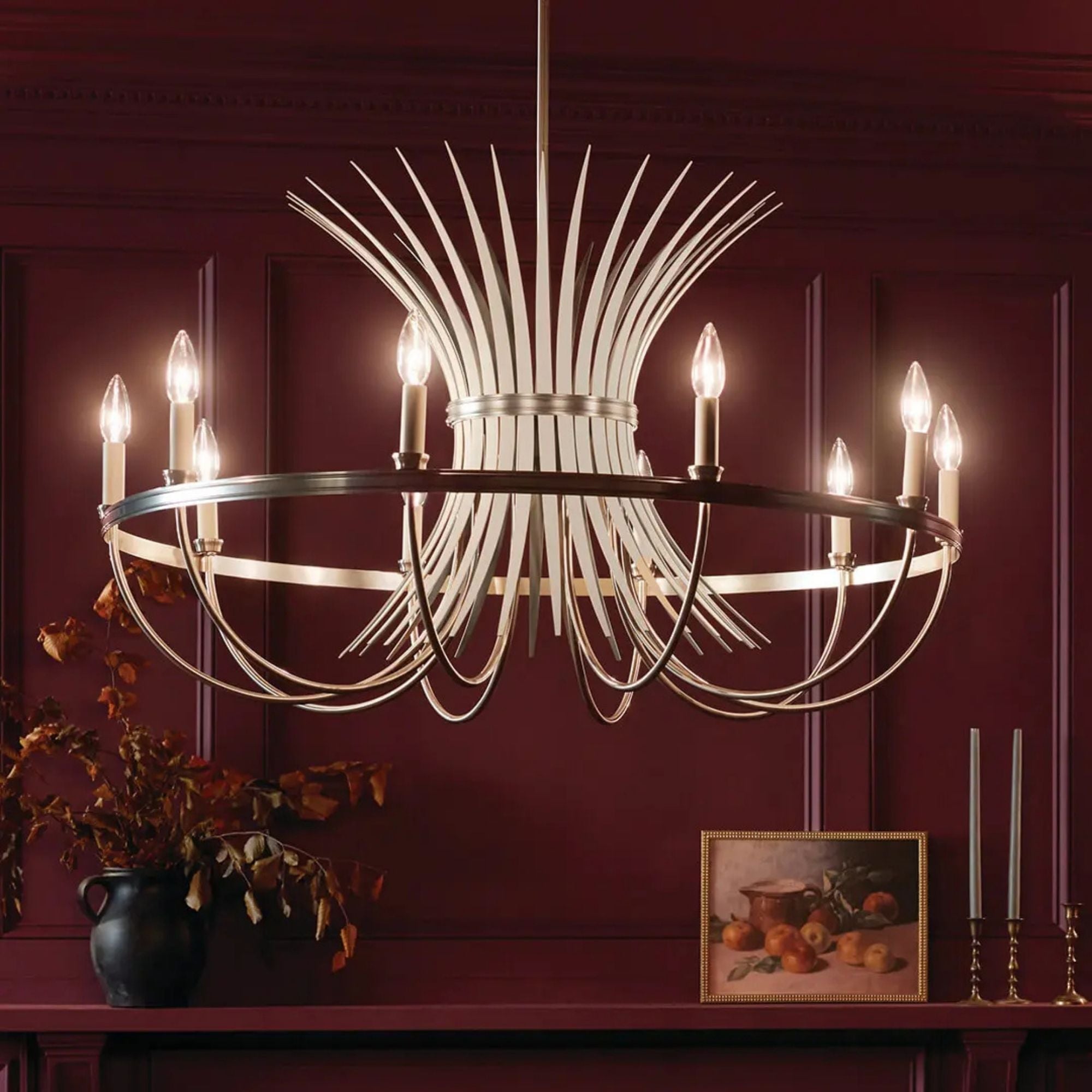 Baile 37" 10-Light Chandelier, Brushed Nickel Finish