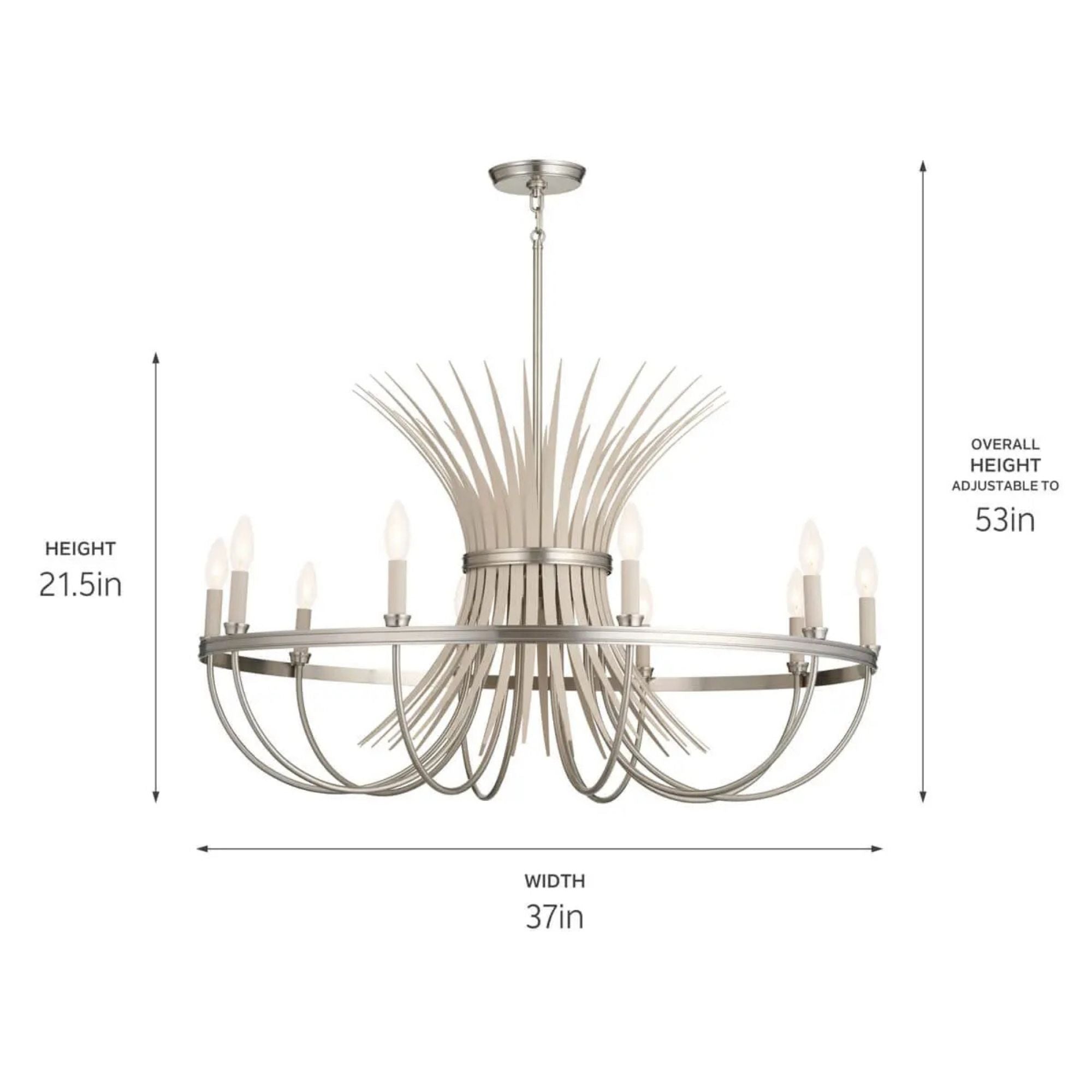 Kichler Lighting - Baile 37" 10-Light Chandelier, Brushed Nickel Finish | Bees Lighting