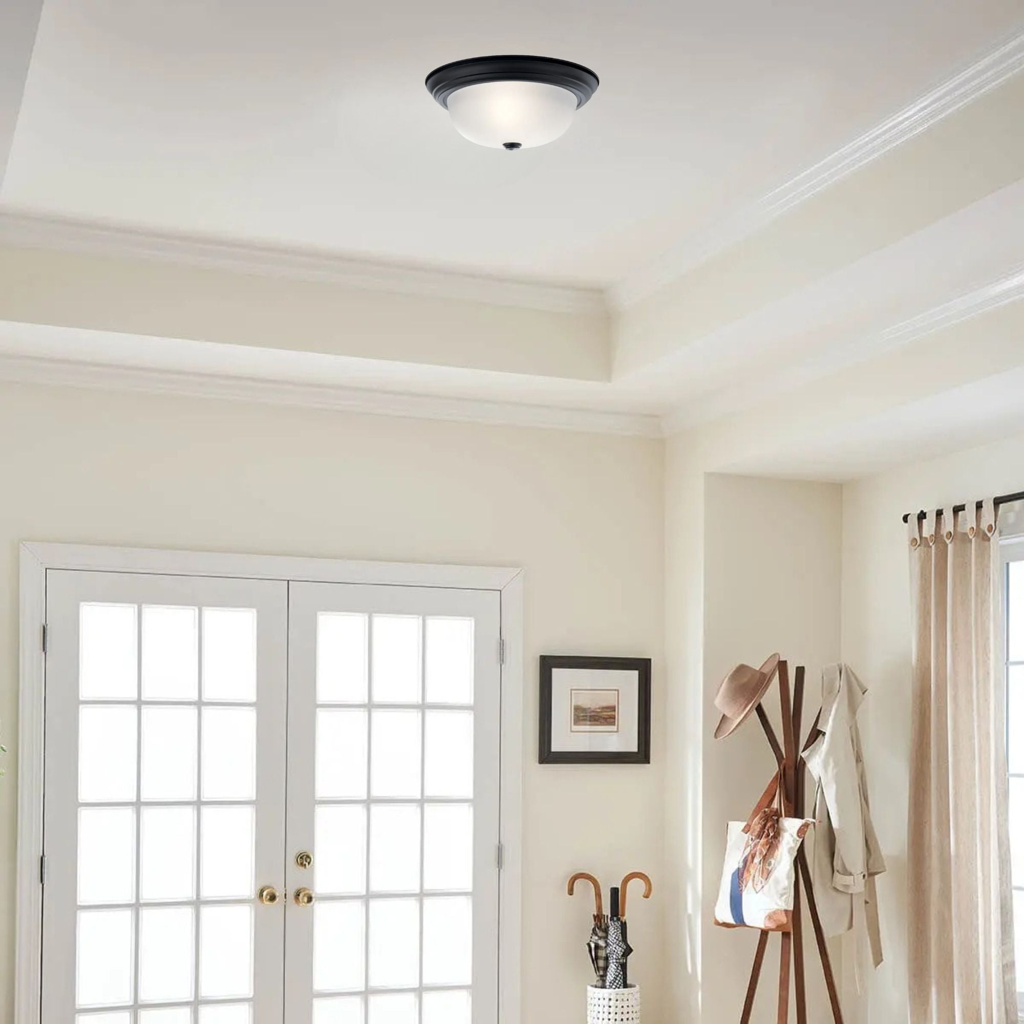 Basic 13" 2-Light Flush Mount, Black Finish