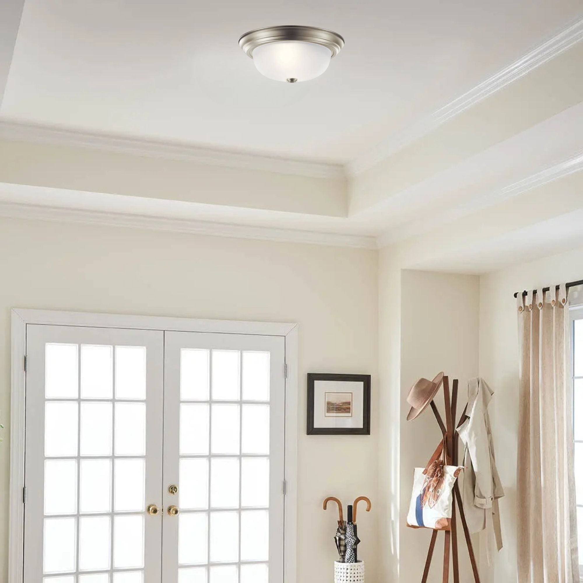 Basic 13" 2-Light Flush Mount, Brushed Nickel Finish