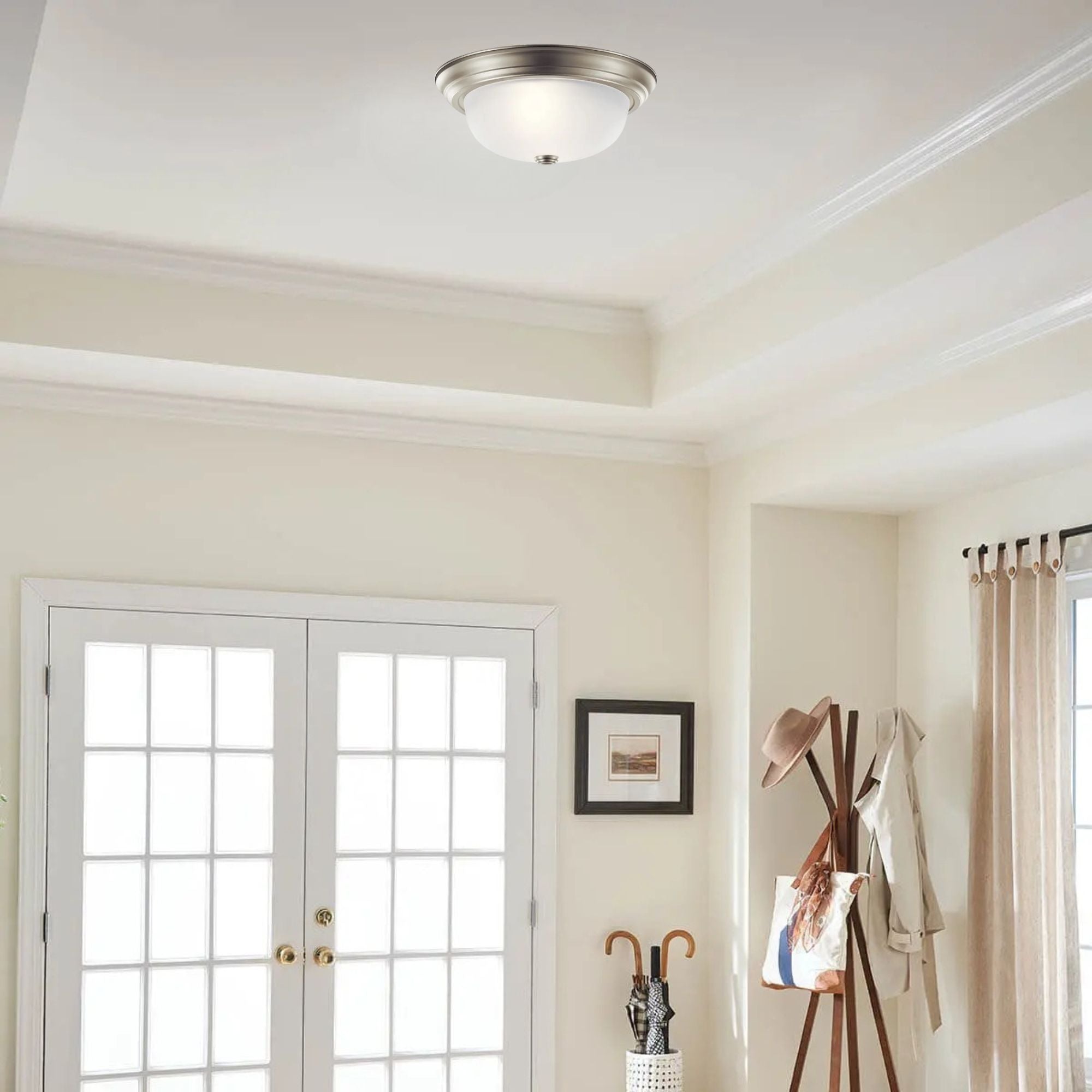 Basic 15" 3-Light Flush Mount, Brushed Nickel Finish