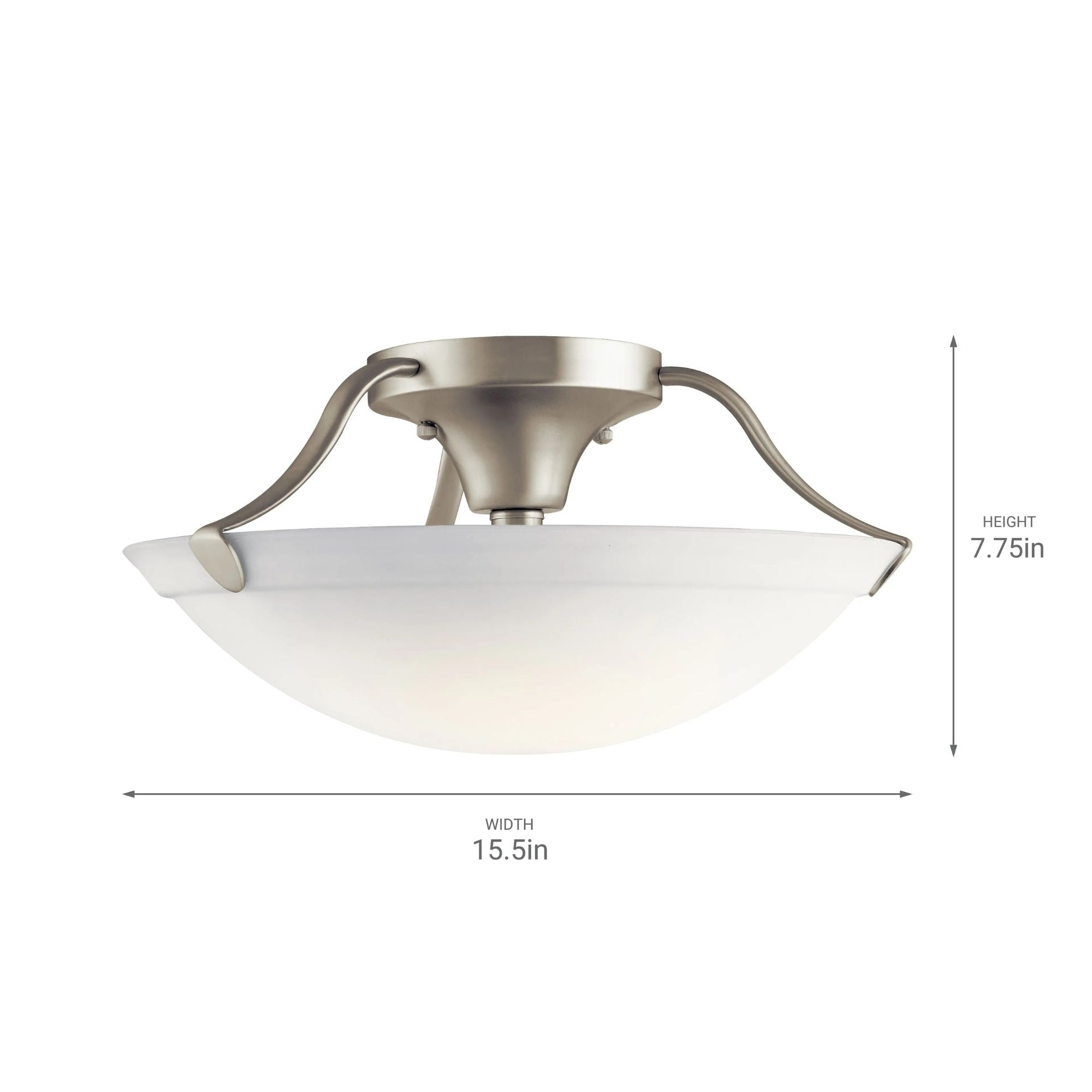 Basic 16" 3-Light Semi-Flush Mount, Brushed Nickel Finish