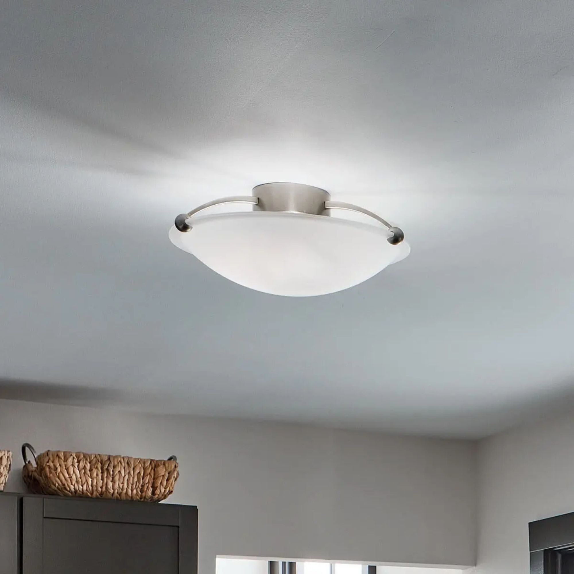 Basic 17" 3-Light Semi-Flush Mount, Brushed Nickel Finish