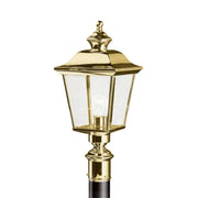 Kichler Bay Shore 22.75 in. Outdoor Post Light, Polished Brass with Clear Beveled Glass
