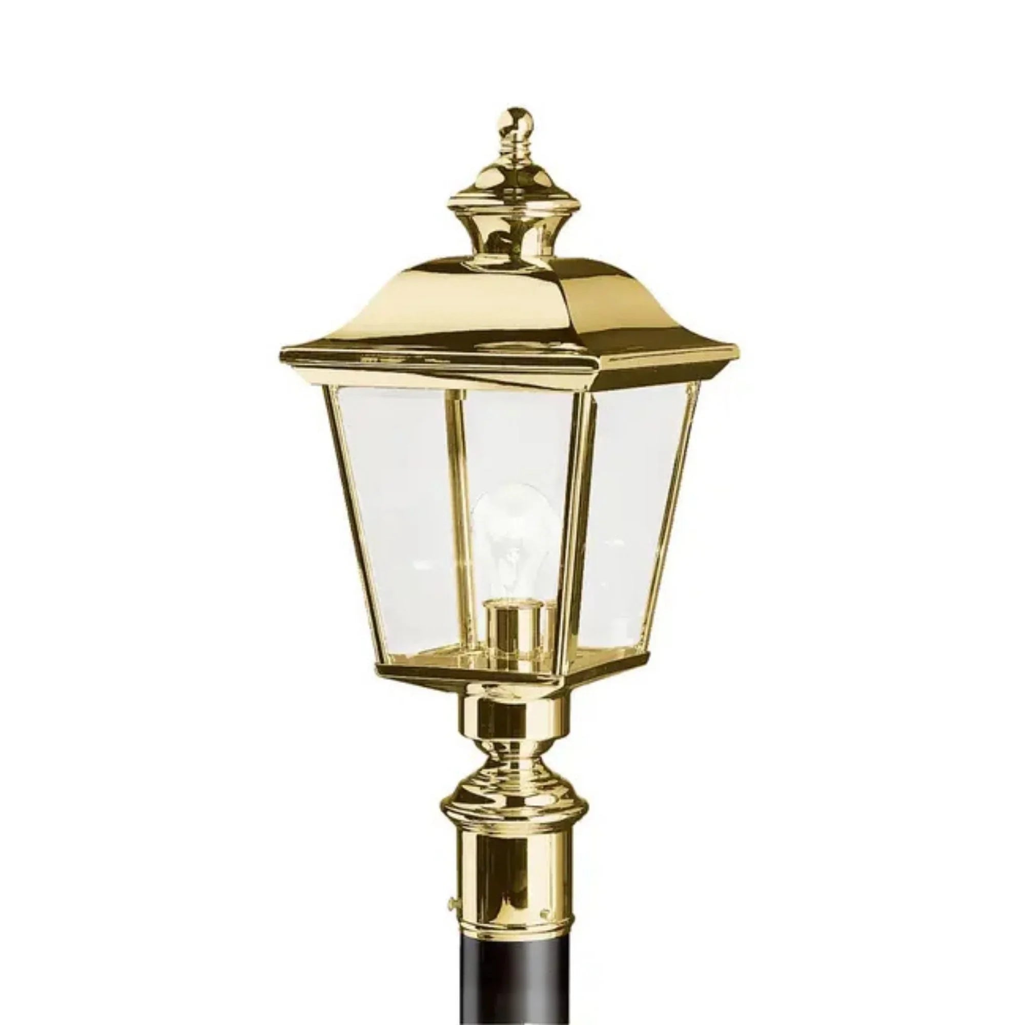 Kichler Bay Shore 22.75 in. Outdoor Post Light, Polished Brass with Clear Beveled Glass