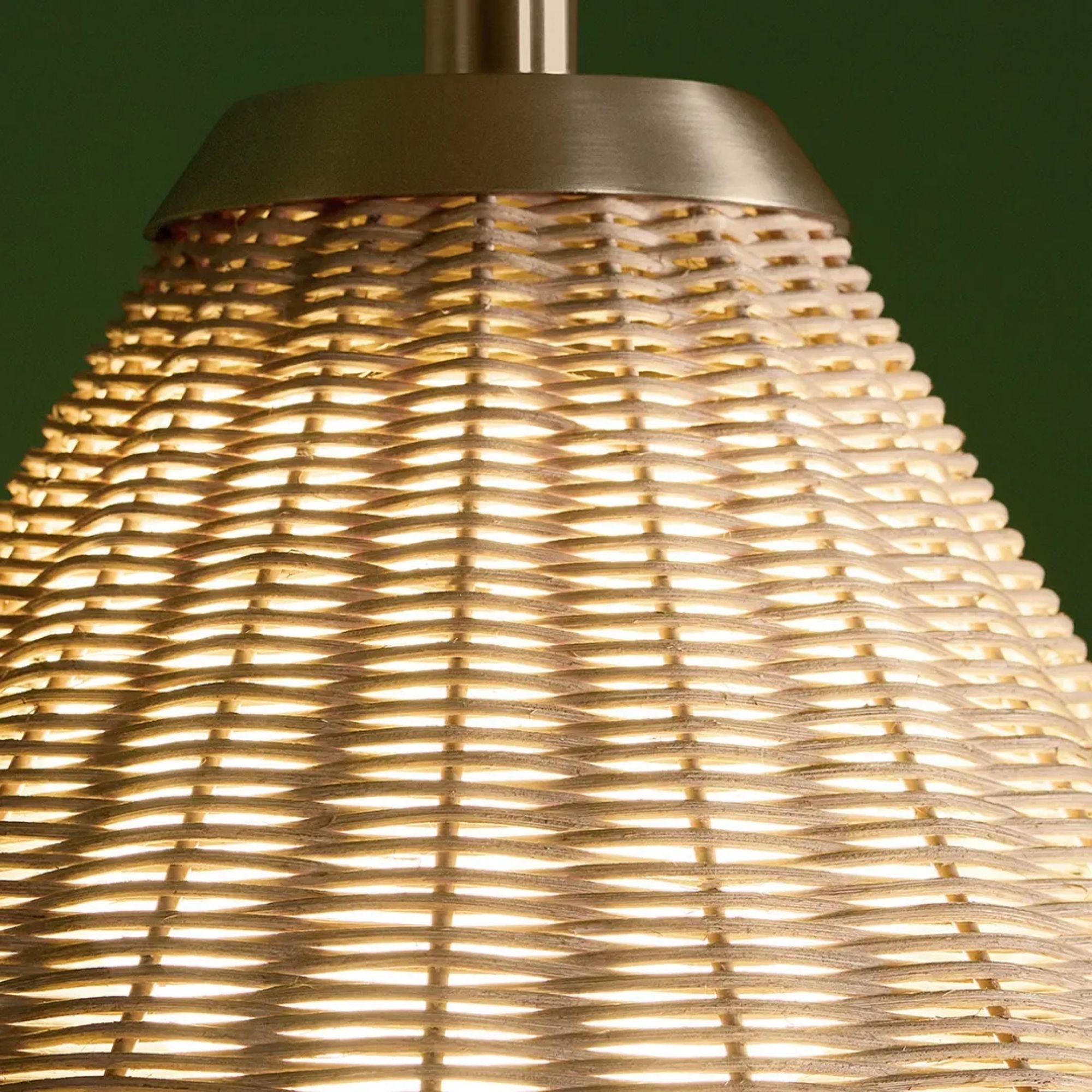 Kichler Bekah 10.75 in. Pendant Light, Champagne Bronze with Rattan Cone Shade & Opal Glass