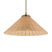 Kichler Bekah 11.75 in. Pendant Light, Champagne Bronze with Rattan Cone Shade & Opal Glass