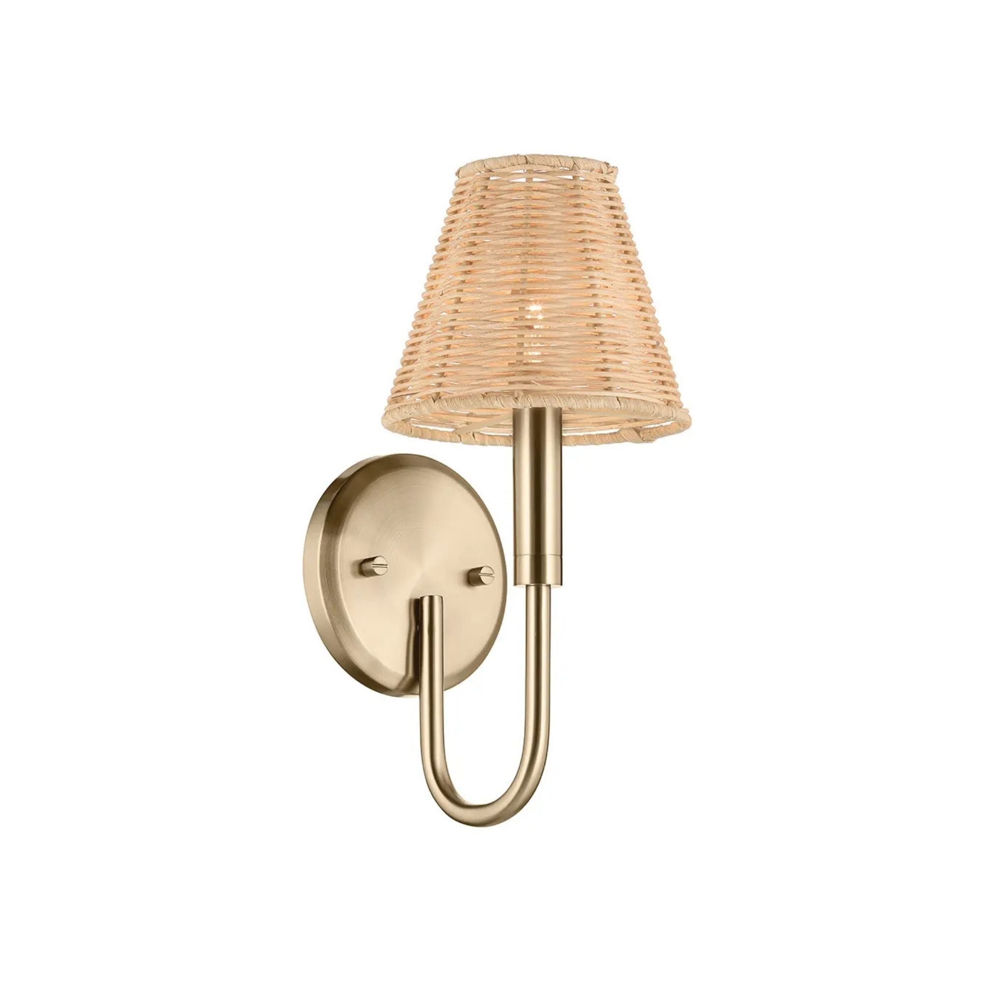 Kichler Bekah 13 in. Wall Sconce, Champagne Bronze with Rattan Cone Shade