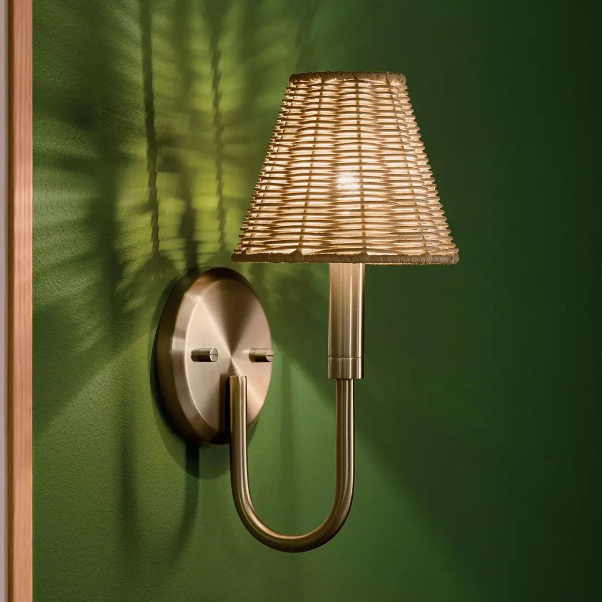 Kichler Bekah 13 in. Wall Sconce, Champagne Bronze with Rattan Cone Shade