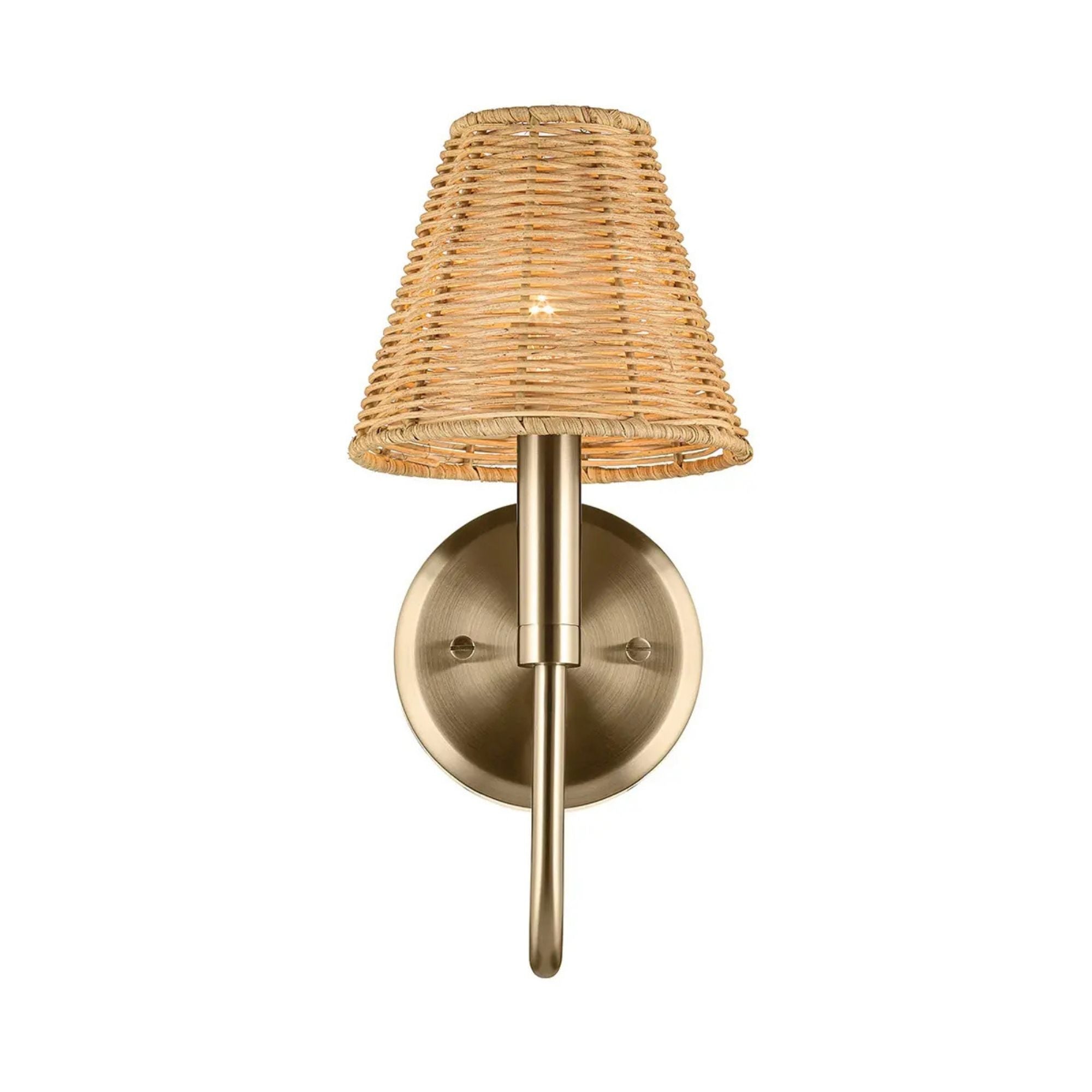 Kichler Bekah 13 in. Wall Sconce, Champagne Bronze with Rattan Cone Shade