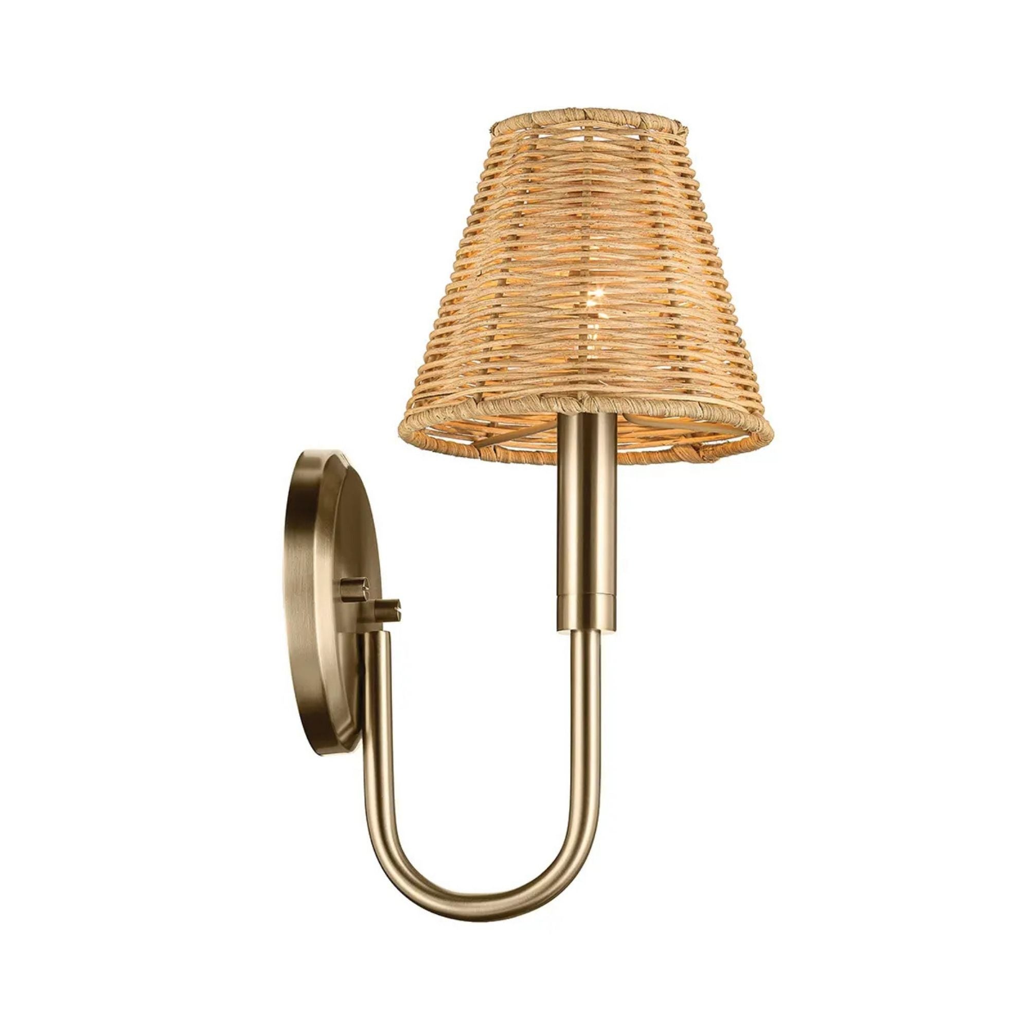 Kichler Bekah 13 in. Wall Sconce, Champagne Bronze with Rattan Cone Shade