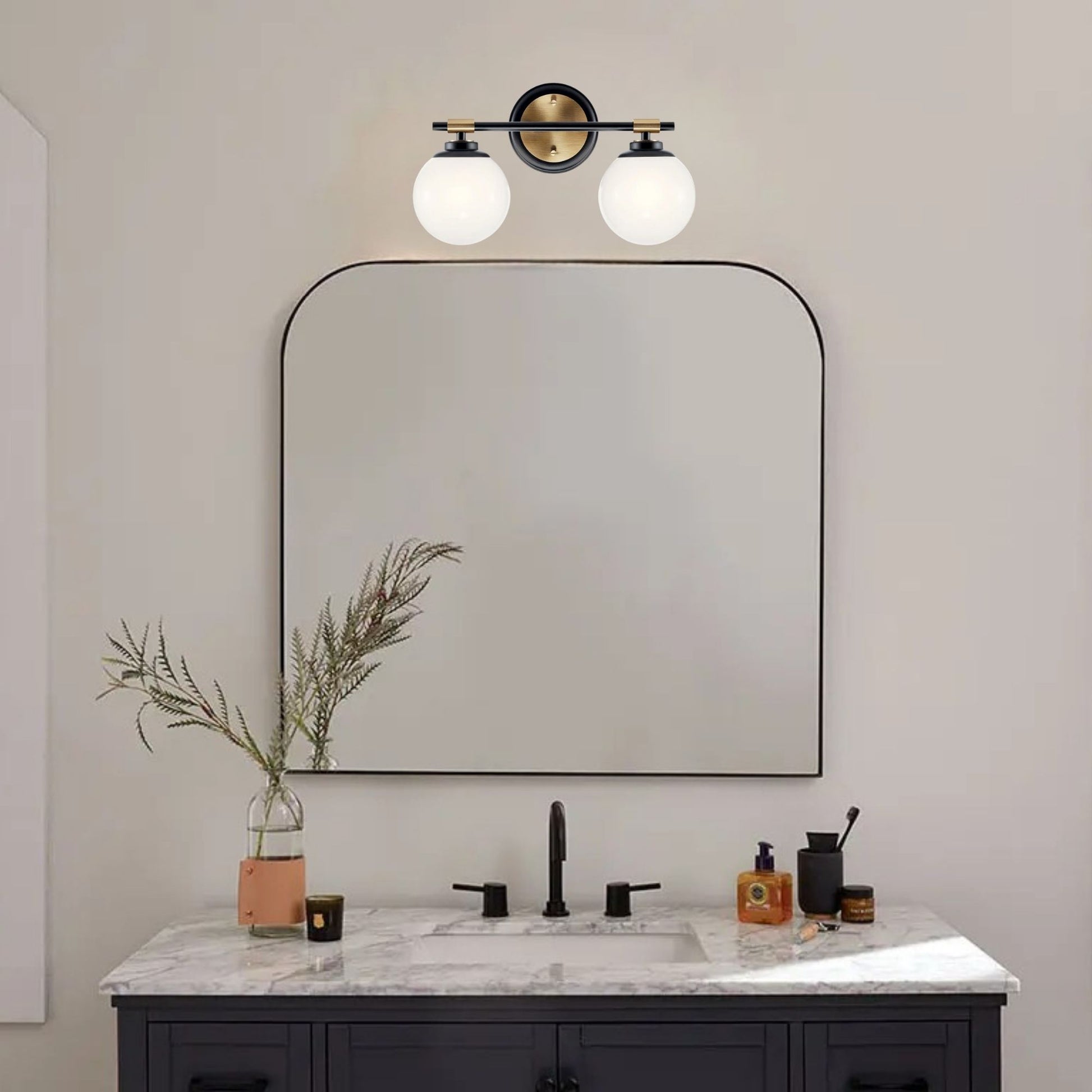Kichler Lighting - Benno 15" 2-Light Vanity Light, Black & Champagne Finish | Bees Lighting