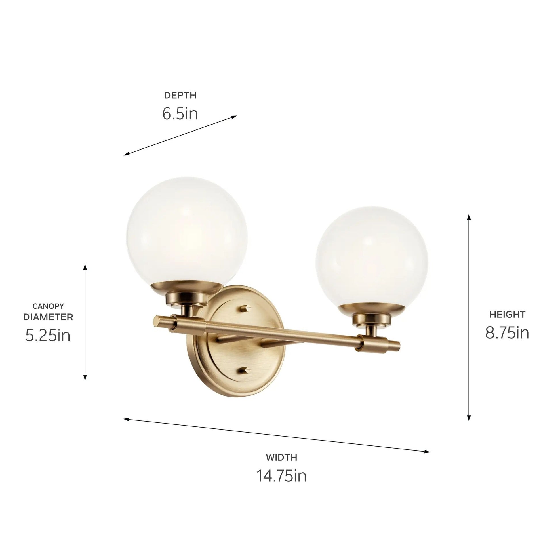 Kichler Lighting - Benno 15" 2-Light Vanity Light, Champagne Bronze Finish | Bees Lighting
