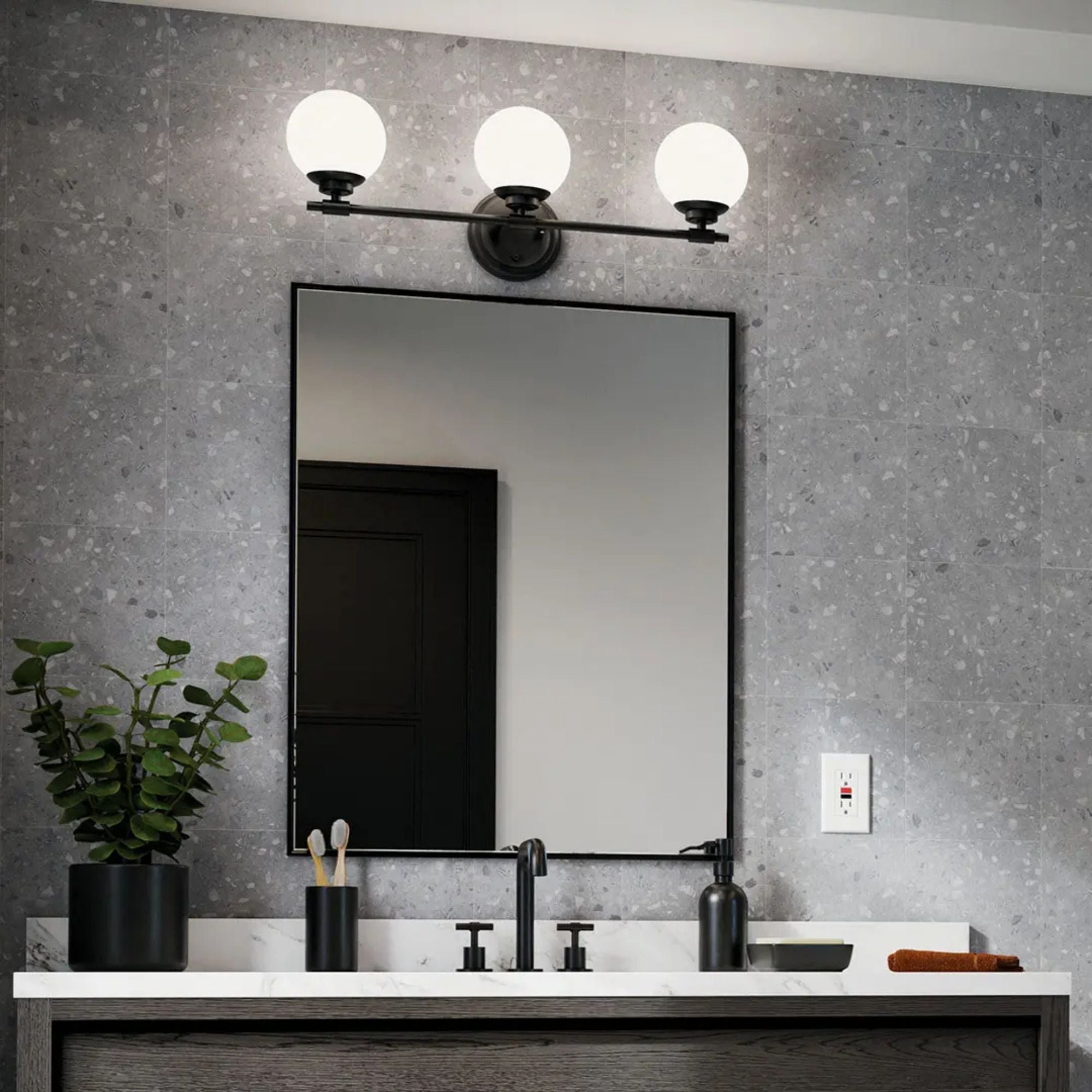 Benno 25" 3-Light Vanity Light, Black Finish