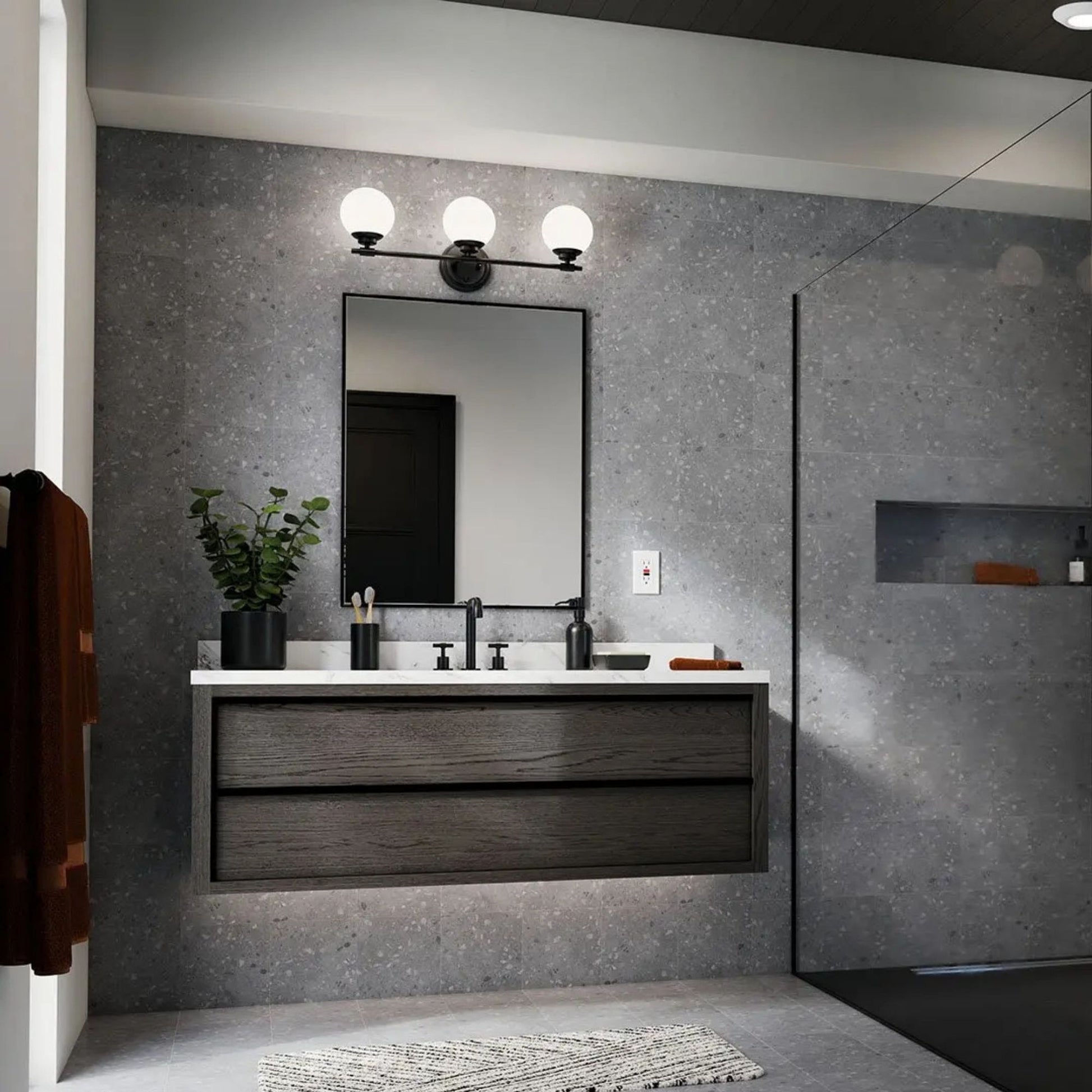 Kichler Lighting - Benno 25" 3-Light Vanity Light, Black Finish | Bees Lighting