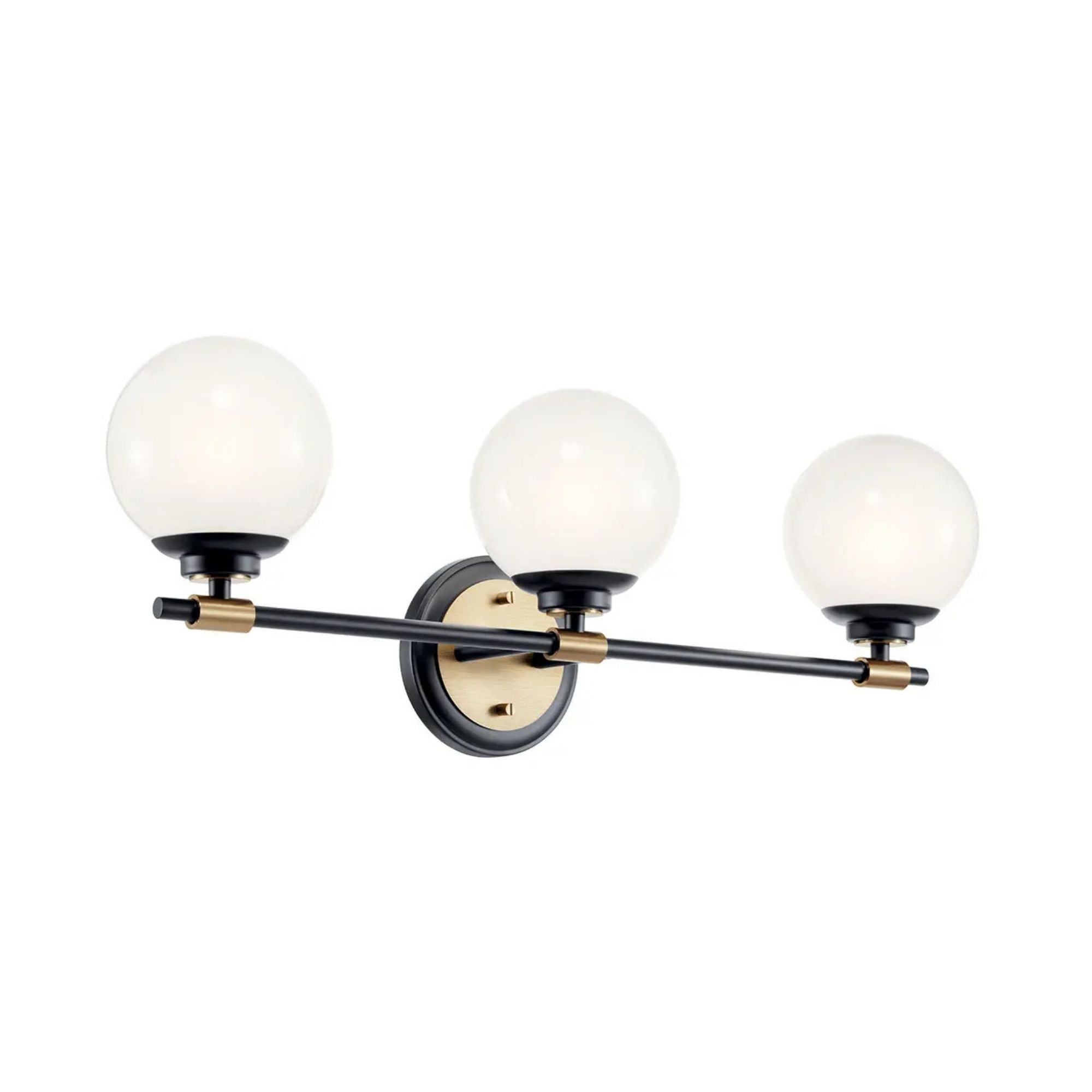 Benno 25" 3-Light Vanity Light, Black & Champagne Finish