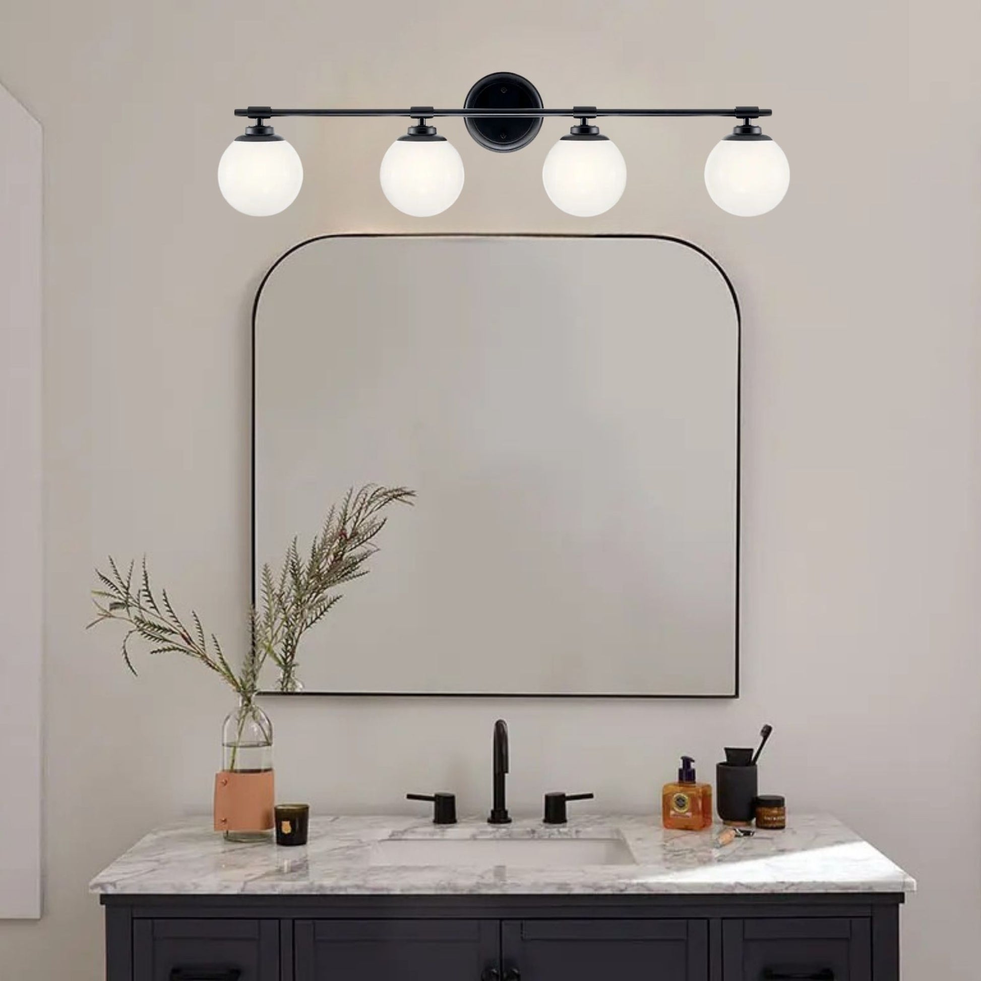 Kichler Lighting - Benno 34" 4-Light Vanity Light, Black Finish | Bees Lighting
